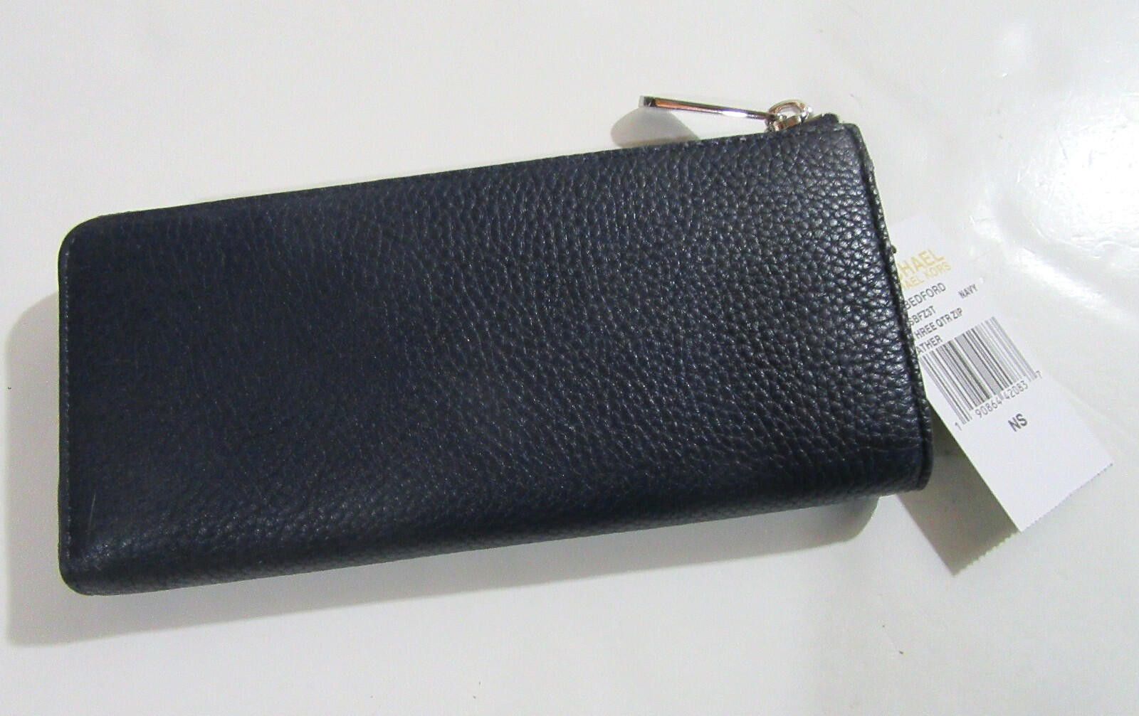Michael Kors Michael Kors Bedford Zip Leather Wallet Navy / Silver Size ONE SIZE - 2 Thumbnail