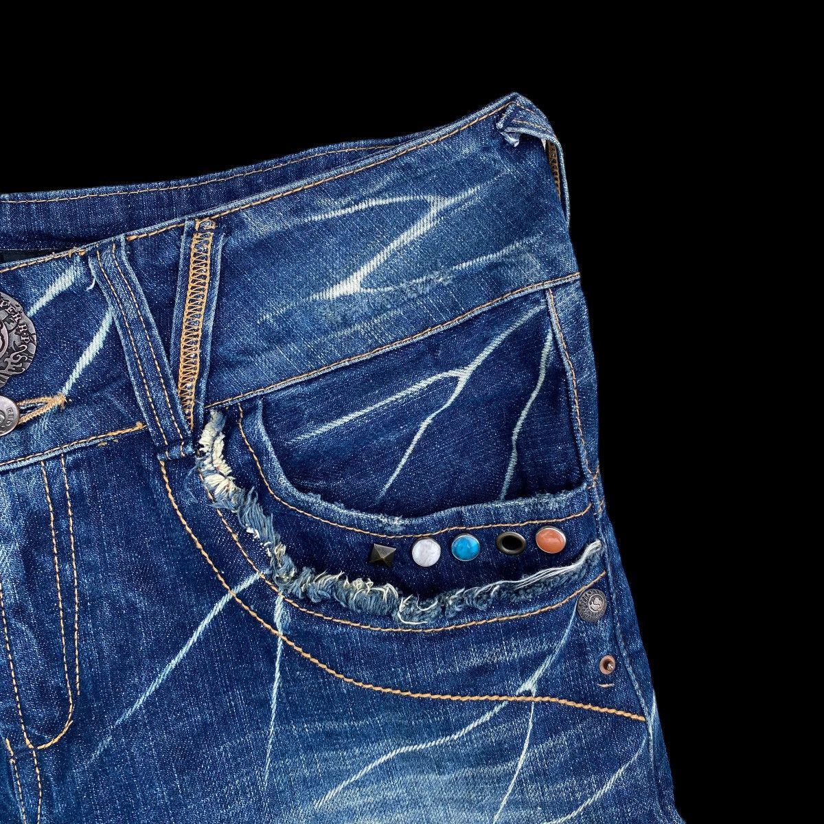 Japanese Brand × Vintage Lightning⚡️Red pepper Rooted Denim Jeans Size US 35 - 6 Thumbnail