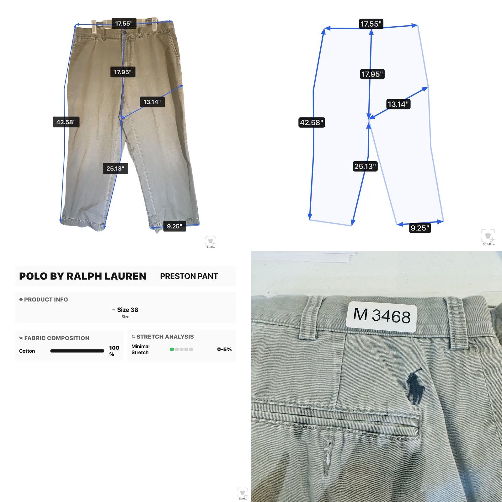 Polo Ralph Lauren Polo Ralph Lauren Preston Chino Pants Mens 38x30 Beige Pleated Cotton Pants with Pockets Logo Button Front Zip Fly Size US M / EU 48-50 / 2 - 9 Thumbnail
