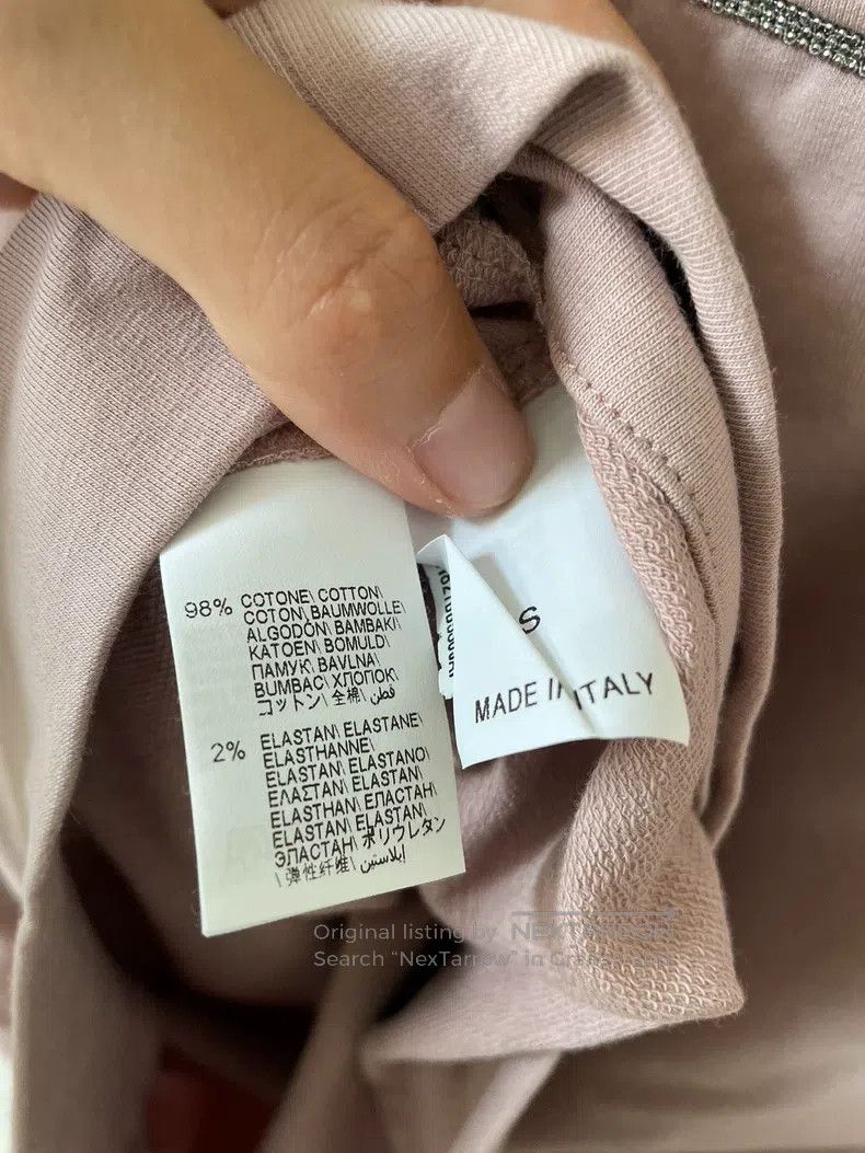 Brunello Cucinelli Brunello Cucinelli Light pink cotton beaded round-neck hoo Size S / US 4 / IT 40 - 6 Thumbnail