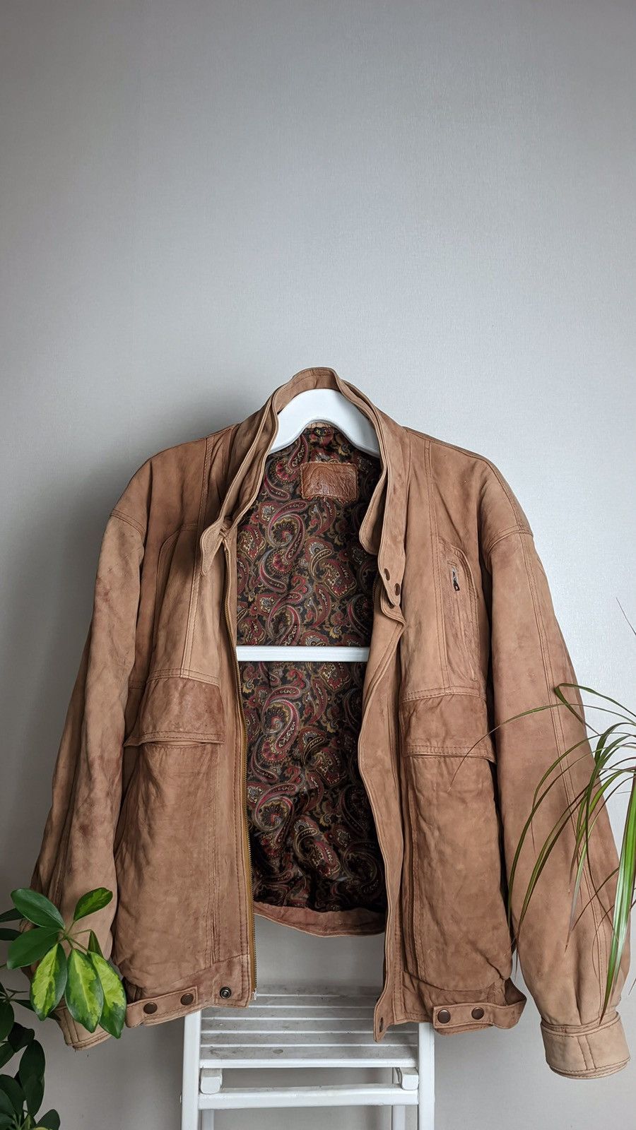Rare Faded Baggy Fly Leather Bomber Jacket pilot ysl gucci