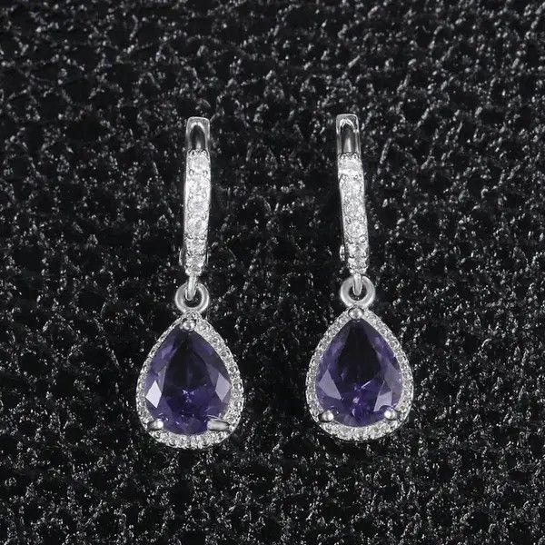 Other Women's Amethyst Purple Gemstone Teardrop Dangle Earrings Size ONE SIZE - 3 Thumbnail
