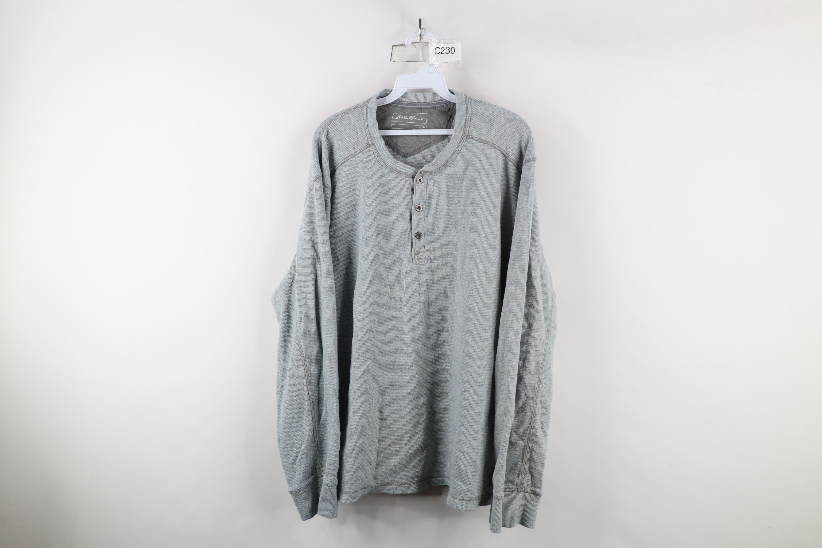 Eddie Bauer × Vintage Vintage Y2K Eddie Bauer Knit Long Sleeve Henley T-Shirt Size US XXL / EU 58 / 5 - 1 Thumbnail
