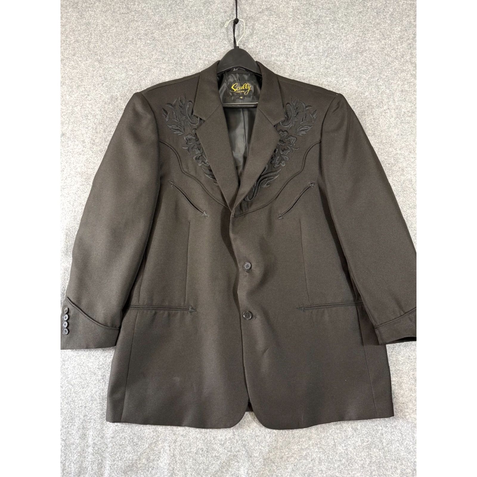 Scully **Western Cowboy Blazer Jacket Mens 46S Black Notch Lapel** User: Western Cowboy Blazer Jacket Mens 46S Black Notch Lapel Size 46R - 3 Thumbnail