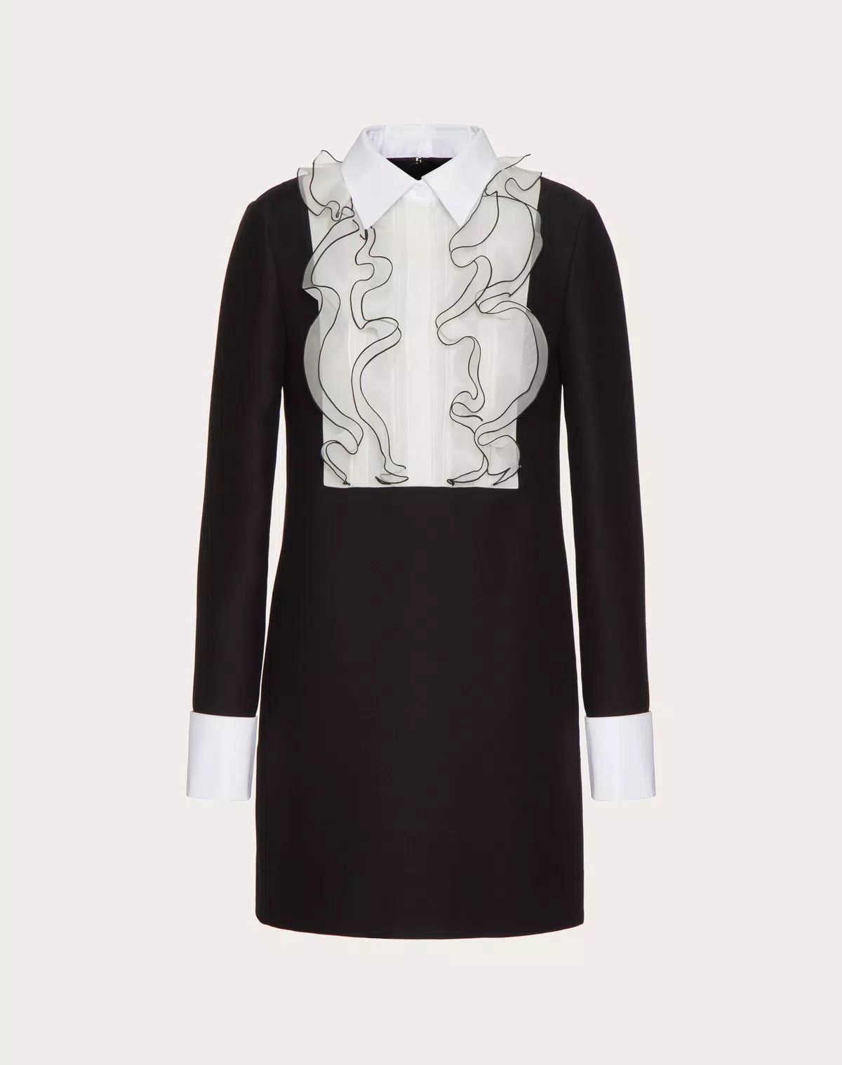 Valentino o1s1wg110625 Crepe Couture Short Dress in Black Size XS / US 0-2 / IT 36-38 - 1 Thumbnail