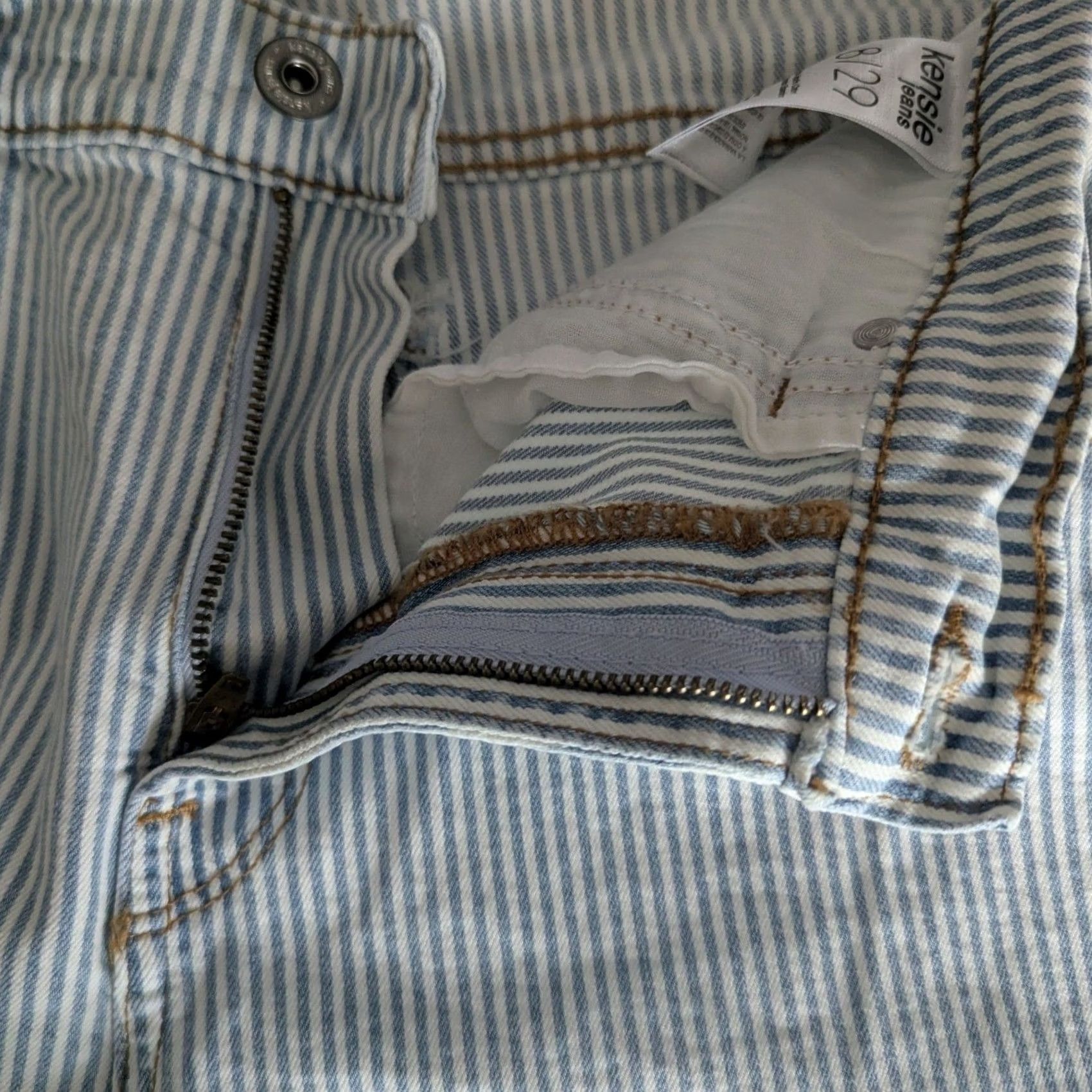 Vintage Kensie Jeans Womens The Allie High Rise Slim Straight Ankle Striped Denim 8/29 Size 29" - 4 Thumbnail