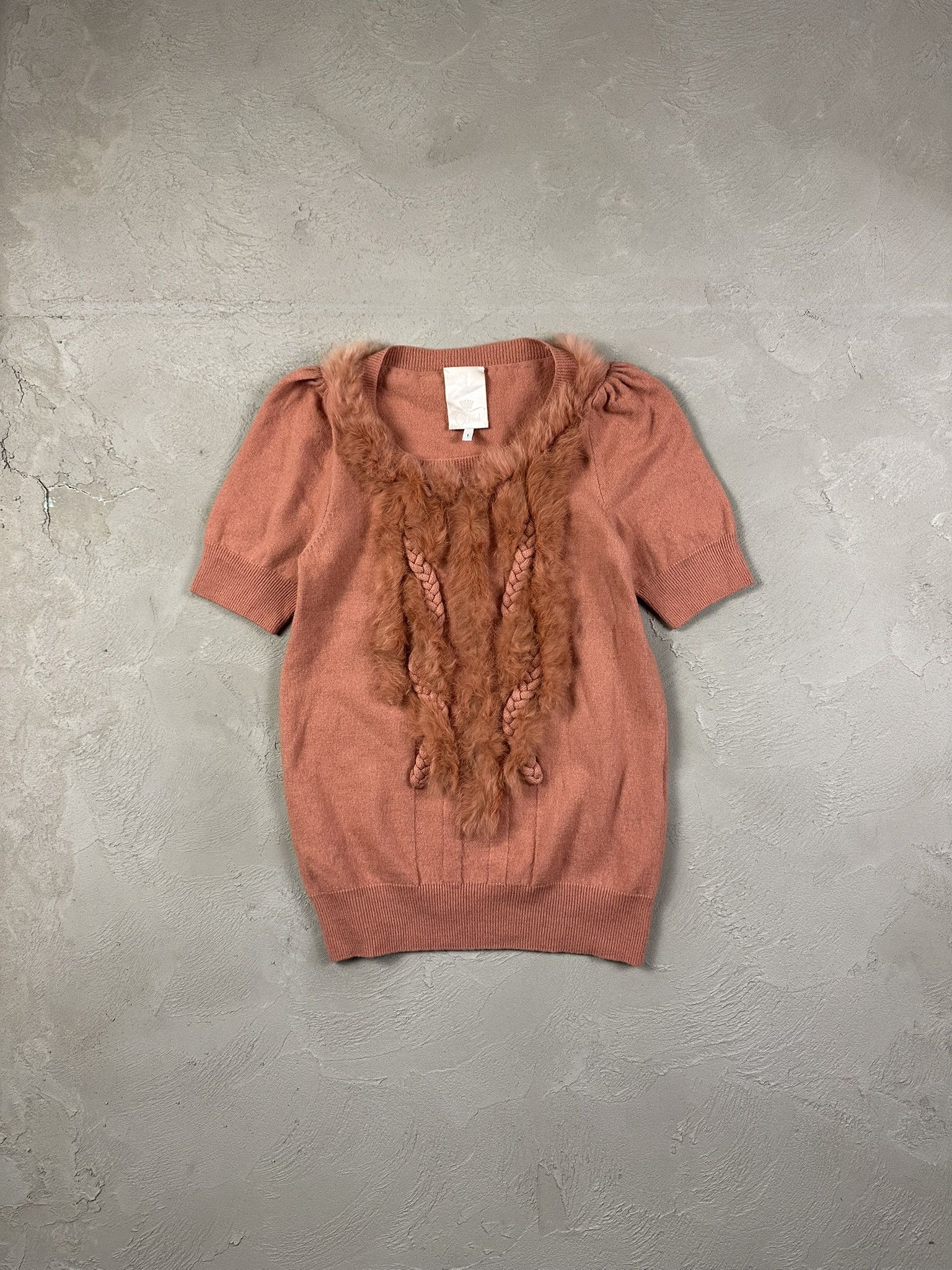 Japanese Brand × Vintage Vintage Avant Garde Japan Wool 3D Cable Fur T-shirt Size S / US 4 / IT 40 - 1 Thumbnail