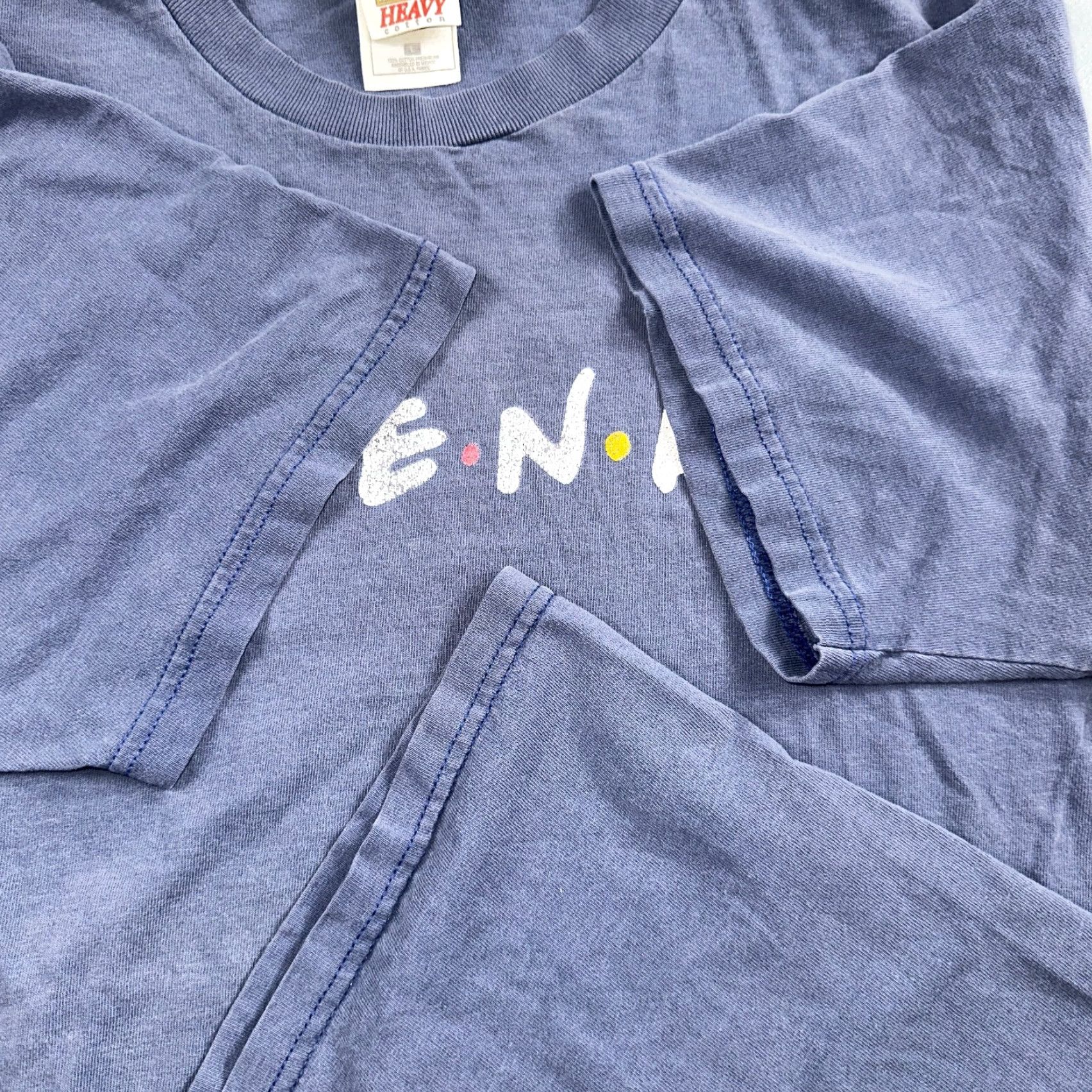 Fruit Of The Loom VINTAGE Friends 90s Promo T Shirt TV Show Logo Fruit of the Loom Men L Blue Crew Neck Short Sleeve Sitcom Graphic Print 90s Theme Size US L / EU 52-54 / 3 - 5 Thumbnail
