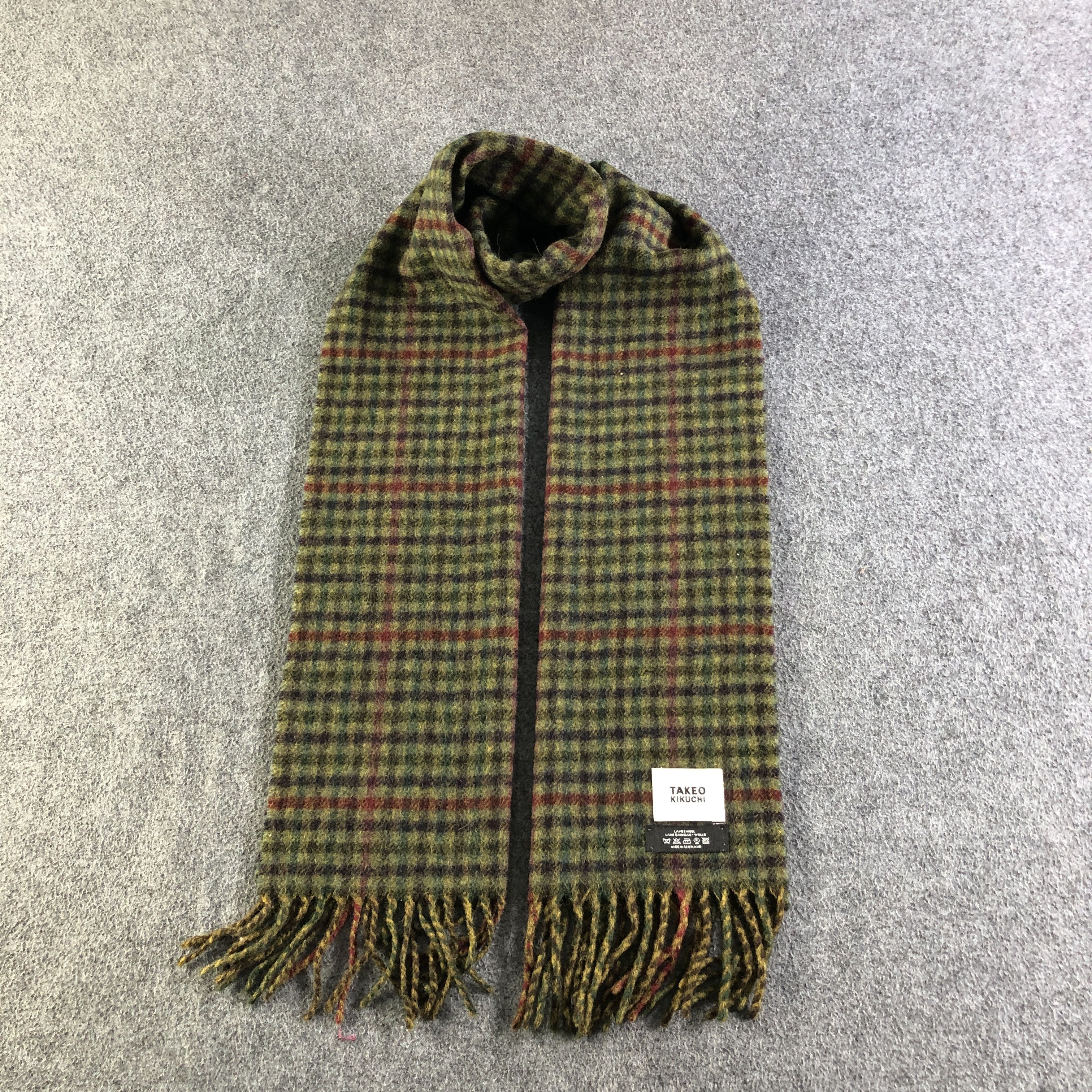 Takeo Kikuchi Takeo Kikuchi Gingham Wool Scarf Muffler Neckwear V2766 Size ONE SIZE - 1 Thumbnail