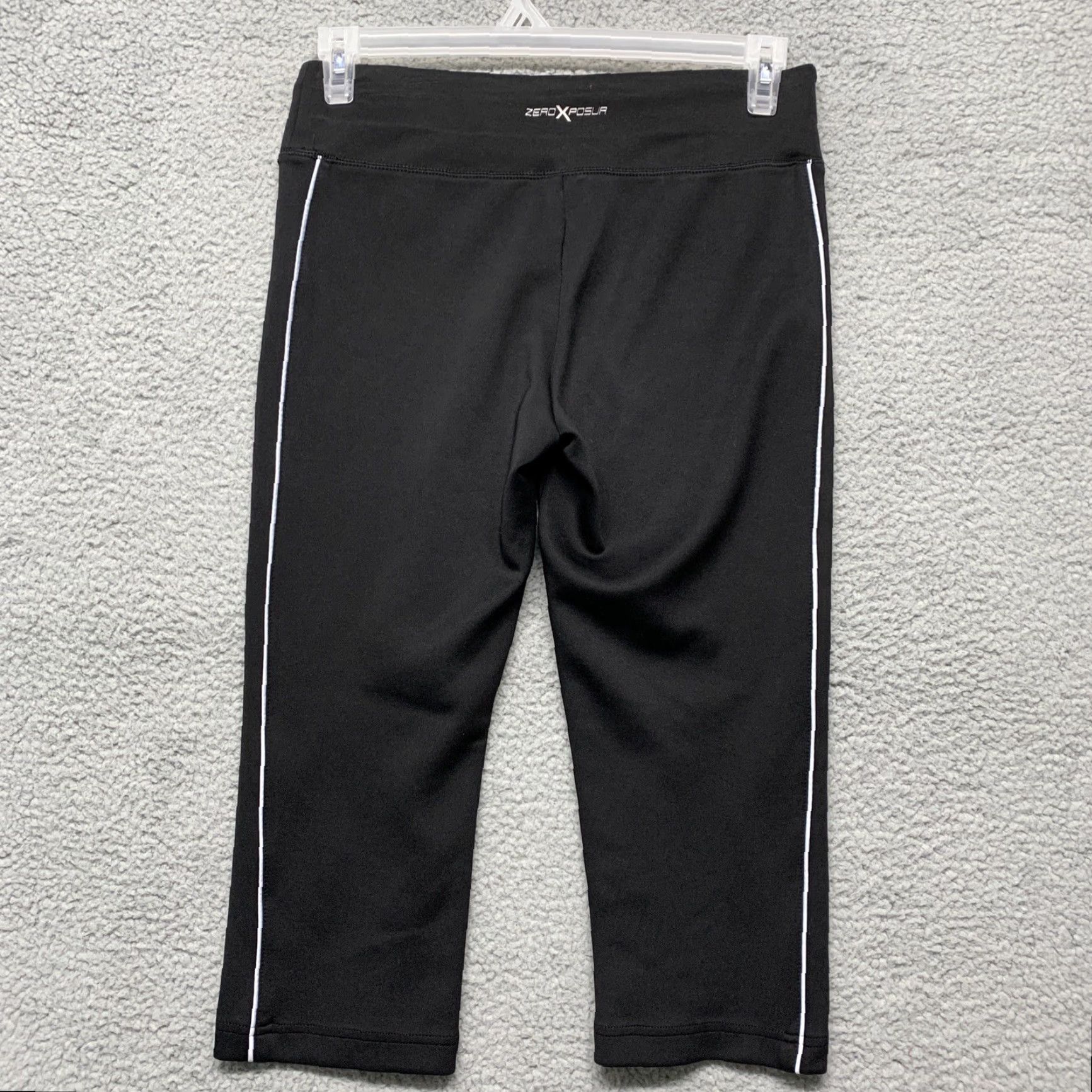 Vintage ZX Sport Women’s Capri Athletic Pants Sz S Black White Stripe Stretch Drawstring Size 28" / US 6 / IT 42 - 4 Thumbnail