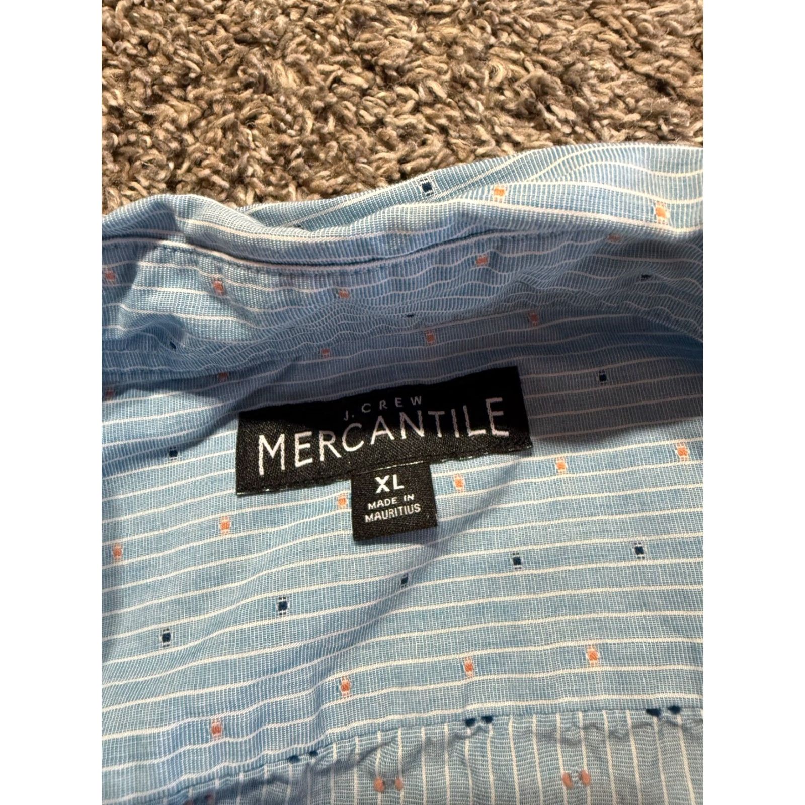 J.Crew J.Crew Mercantile Shirt Button-Down XL Blue Stripe Dots Men Short Sleeve Button-Up 2056 Size US XL / EU 56 / 4 - 4 Thumbnail