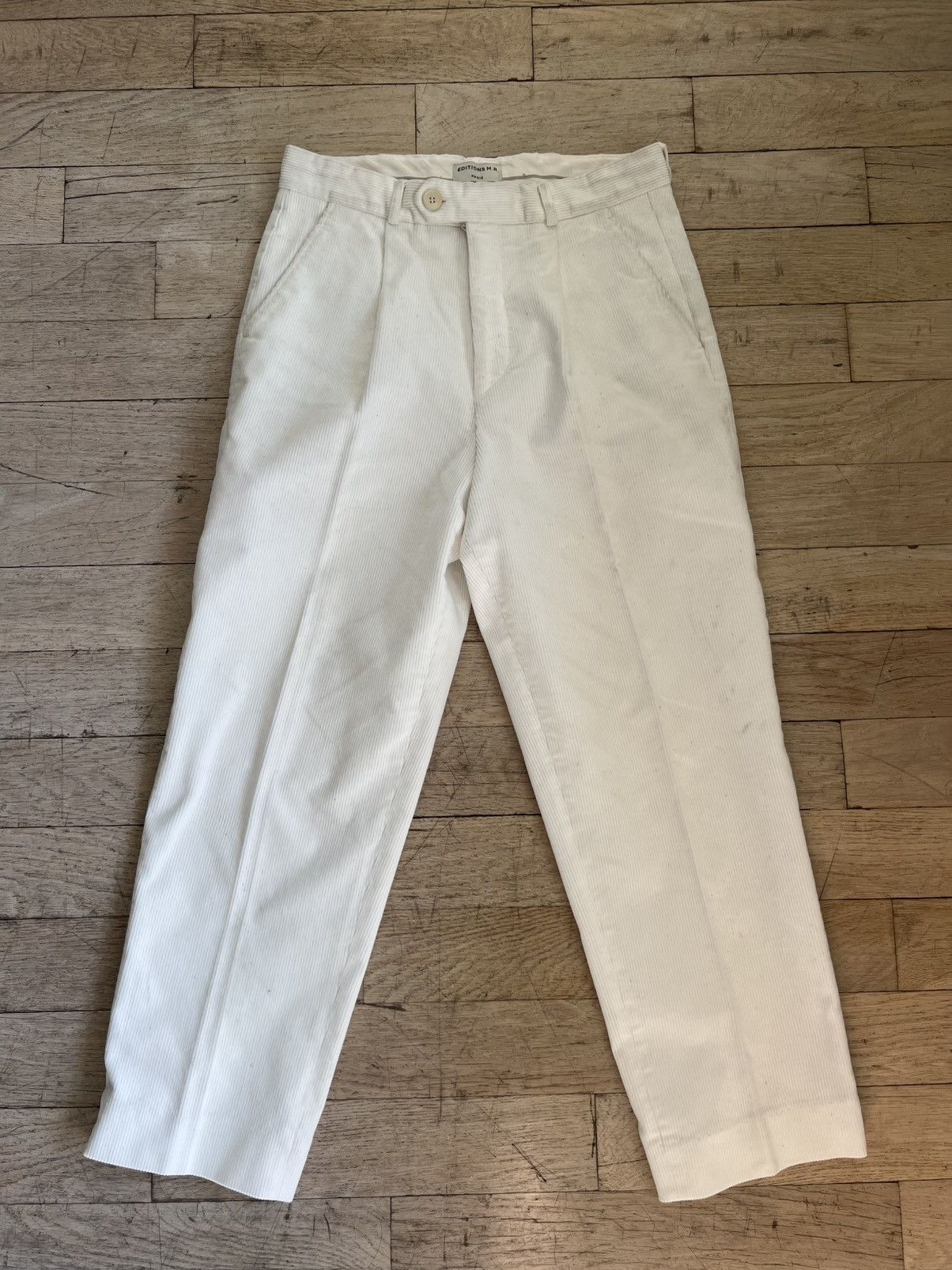 Editions M.R High Waist Pleated Corduroy Pants - White Size US 30 / EU 46 - 1 Thumbnail