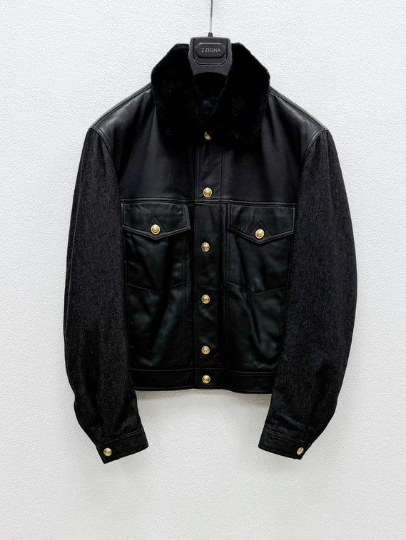 Versace Versace Denim sleeve patchwork leather jacket men's jacket Size US S / EU 44-46 / 1 - 1 Thumbnail