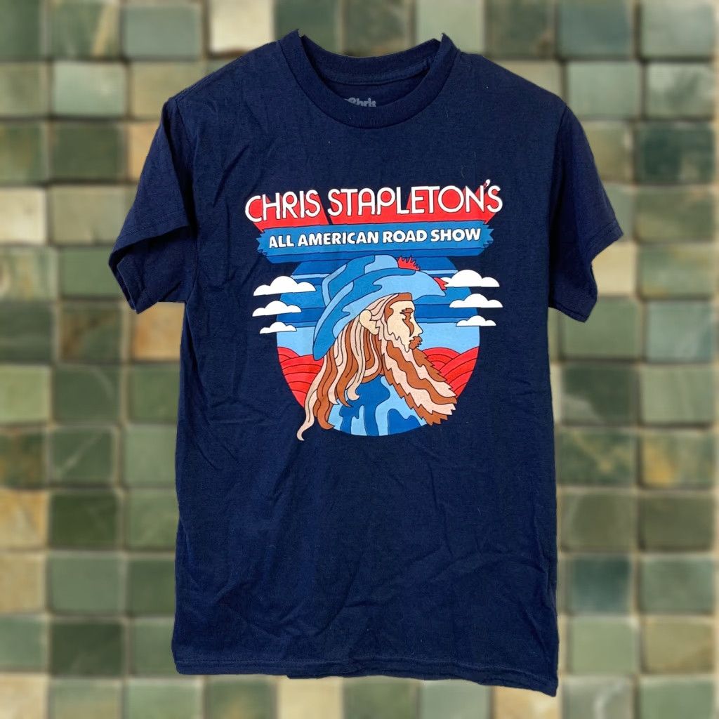 Vintage Chris Stapleton 2024 All American Road Show Band Tee T-Shirt Small Mens Cotton Blue 90s Music Shirt Short Sleeve Crew Neck Graphic Print Logo Modern Size US S / EU 44-46 / 1 - 1 Thumbnail