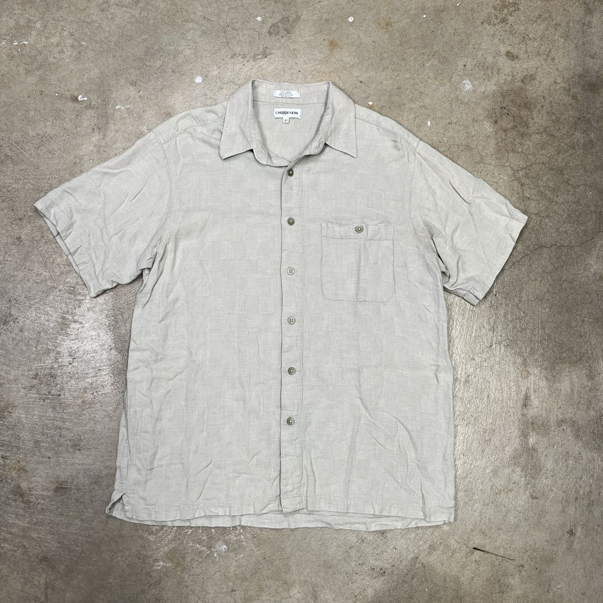 Vintage Vintage Linen Short Sleeve Button Shirt Large Beige Size US L / EU 52-54 / 3 - 1 Thumbnail