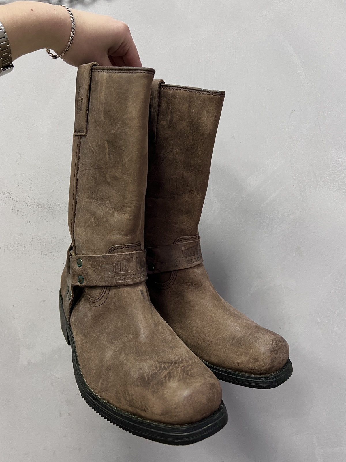 Western Rise 90s western cowboy brown leather boots harley davidson style Size US 11 / EU 44 - 3 Thumbnail