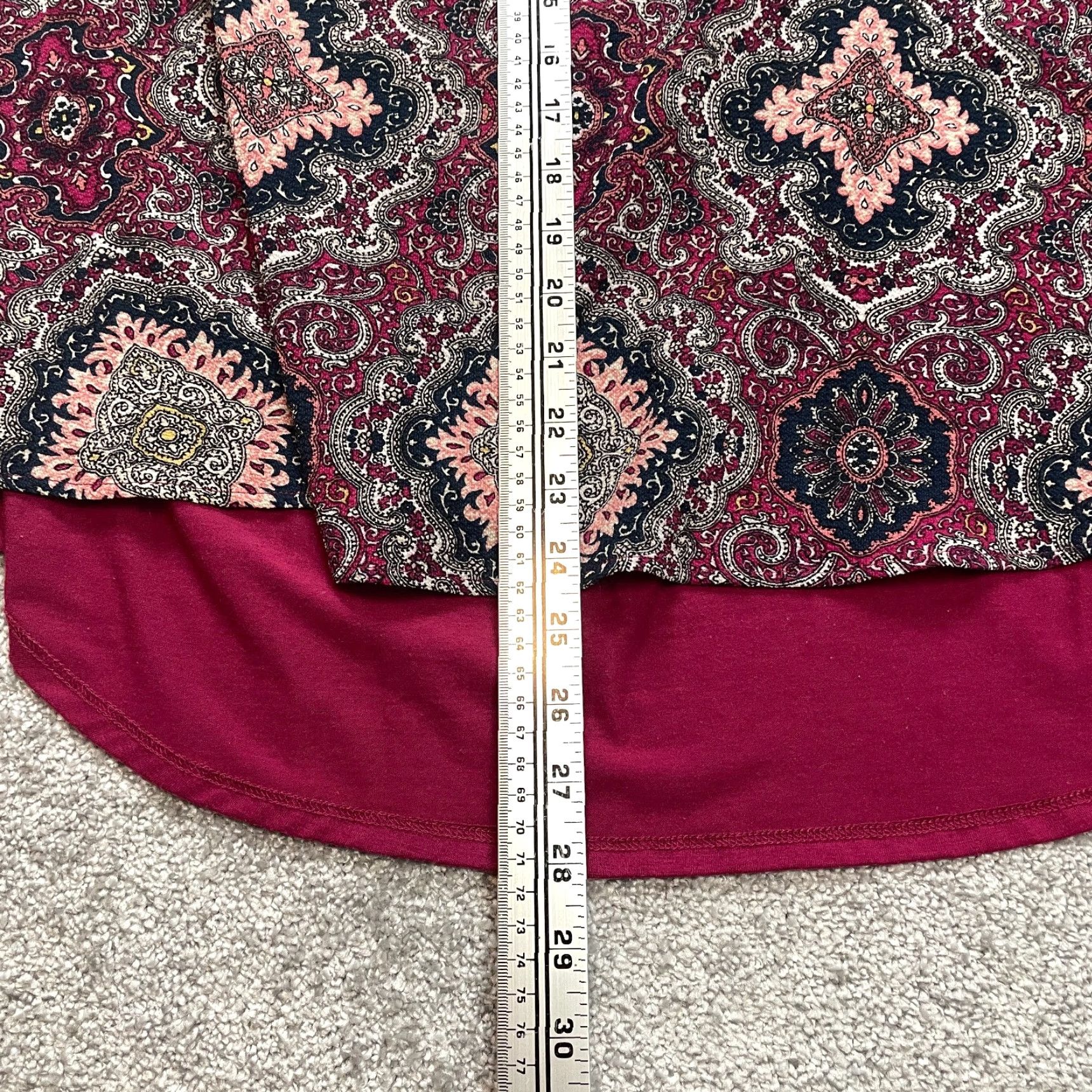 Vintage Dina and Ariel Blouse Top Womens 1X Dark Red Jacobean Long Sleeve V Neck Ladies Size XL / US 12-14 / IT 48-50 - 7 Thumbnail