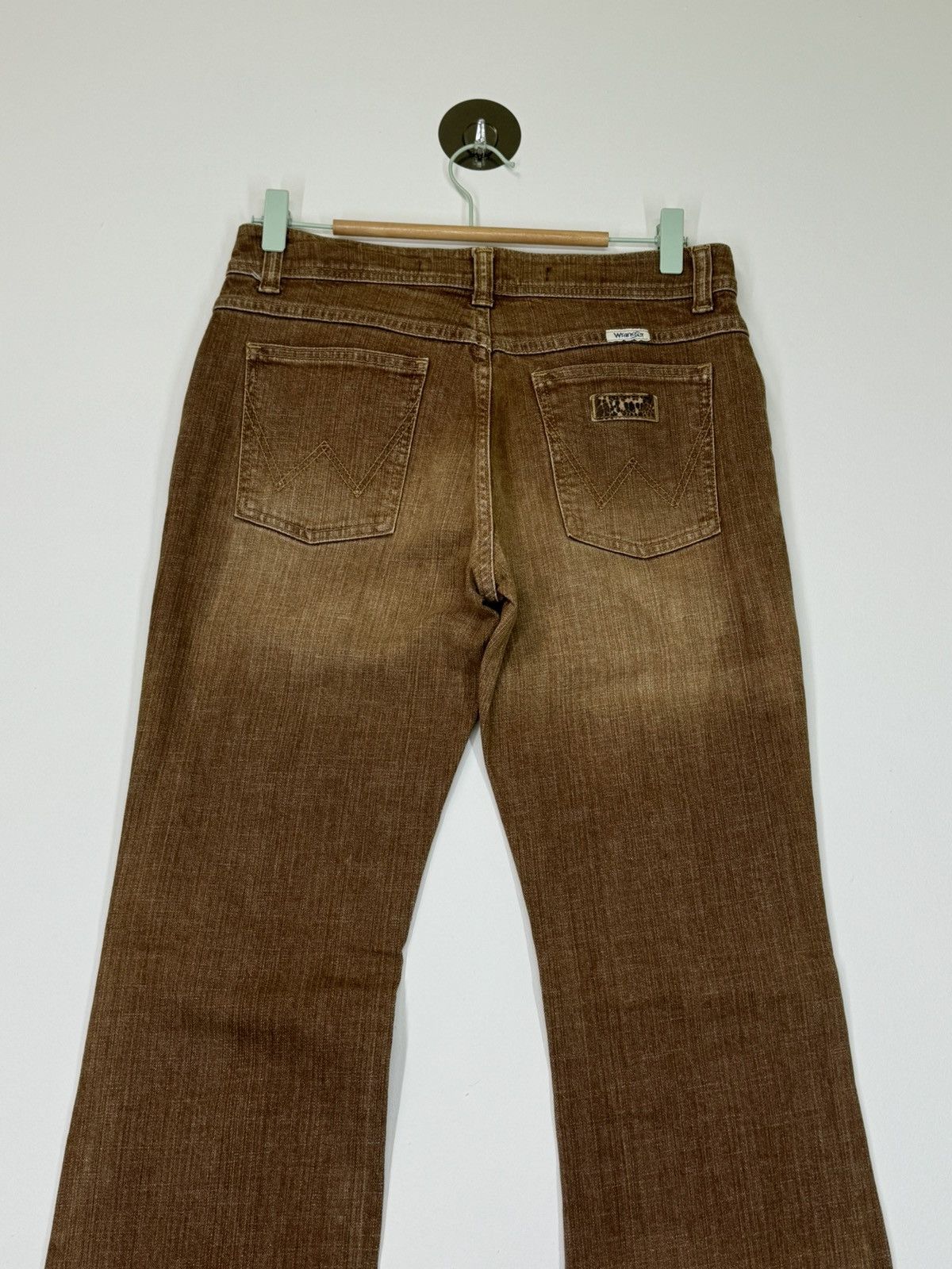 Japanese Brand Flare Vintage Wrangler Brown Wide Leg Denim Size US 28 / EU 44 - 8 Thumbnail