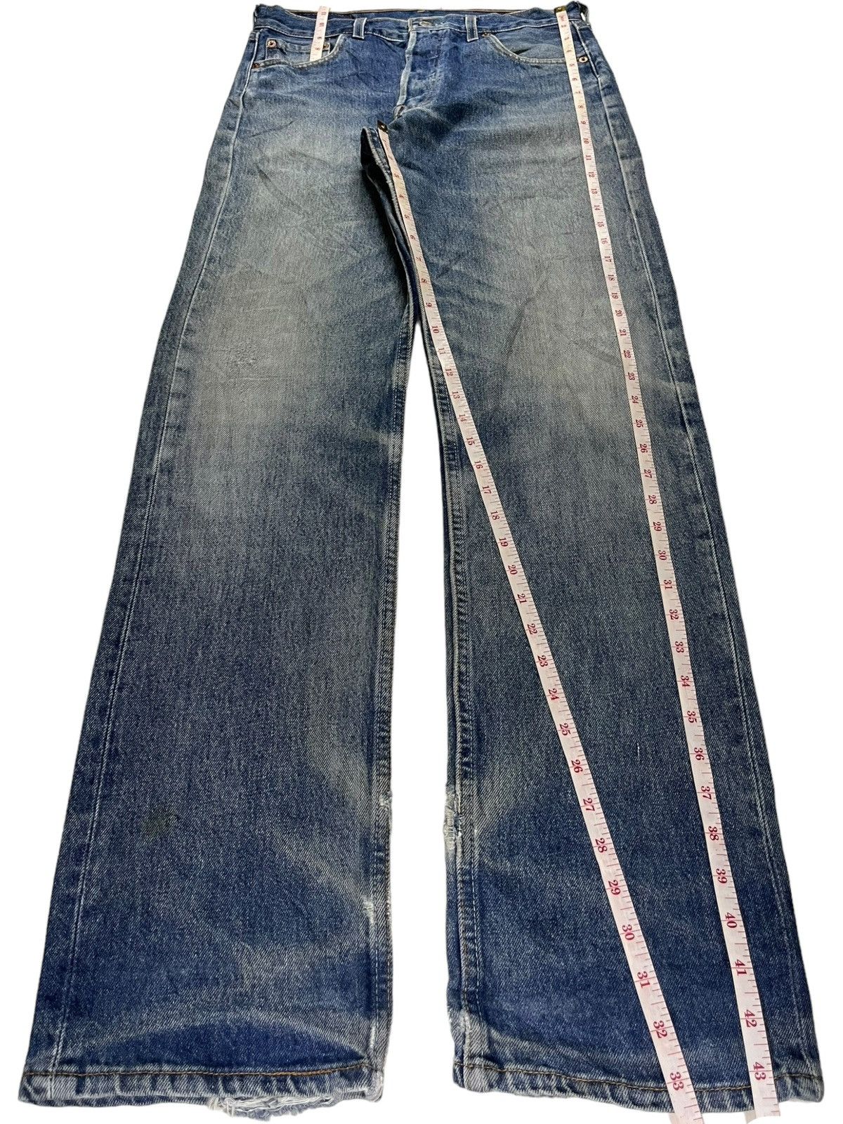 Levi's × Levi's Vintage Clothing Vintage 90s Levis 501 Faded Wash Ripped Blue Jeans Size US 30 / EU 46 - 12 Thumbnail