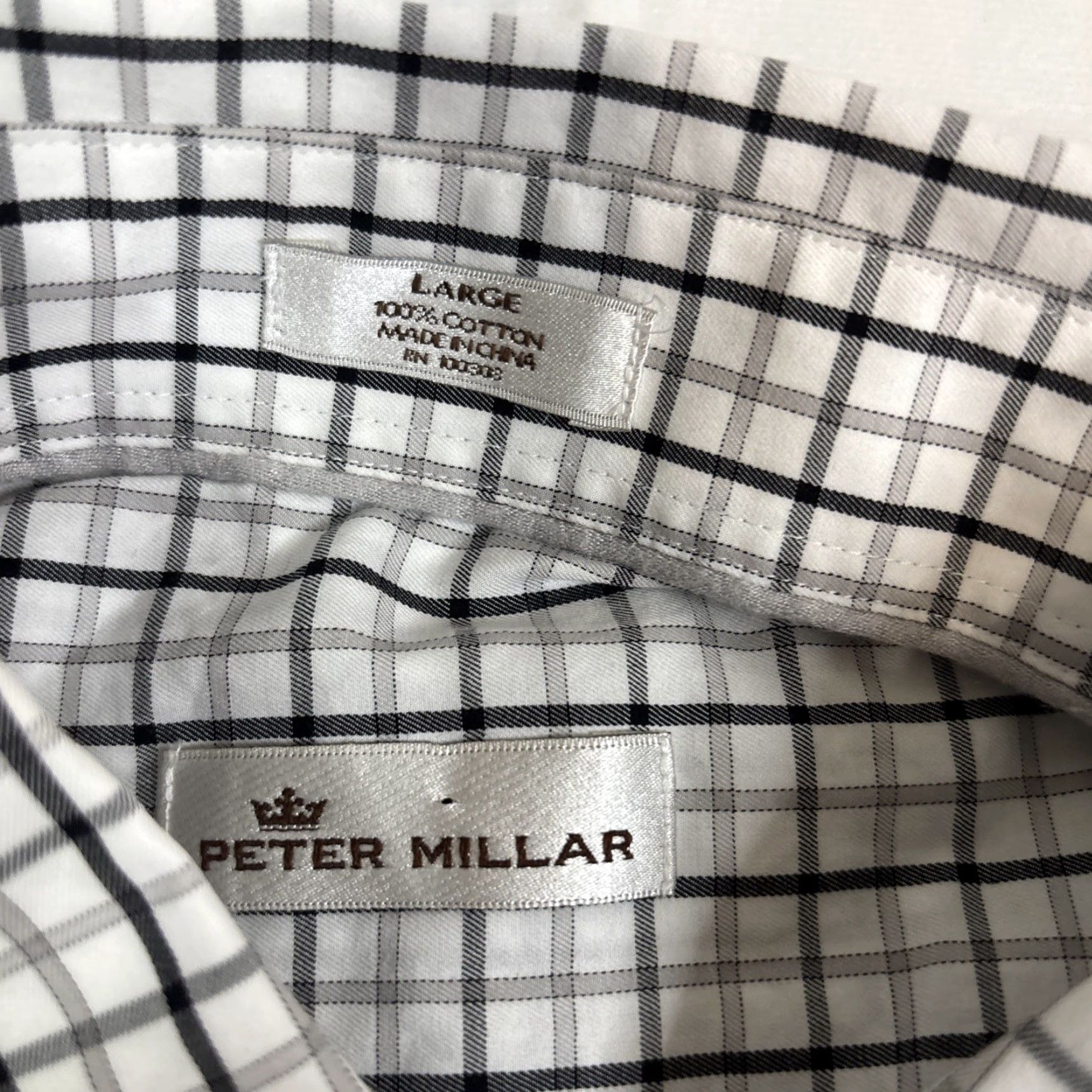 Peter Millar VINTAGE Peter Millar Button Down Men’s Large White Plaid Longsleeve 100% Cotton Pocket Mens Size US L / EU 52-54 / 3 - 2 Thumbnail