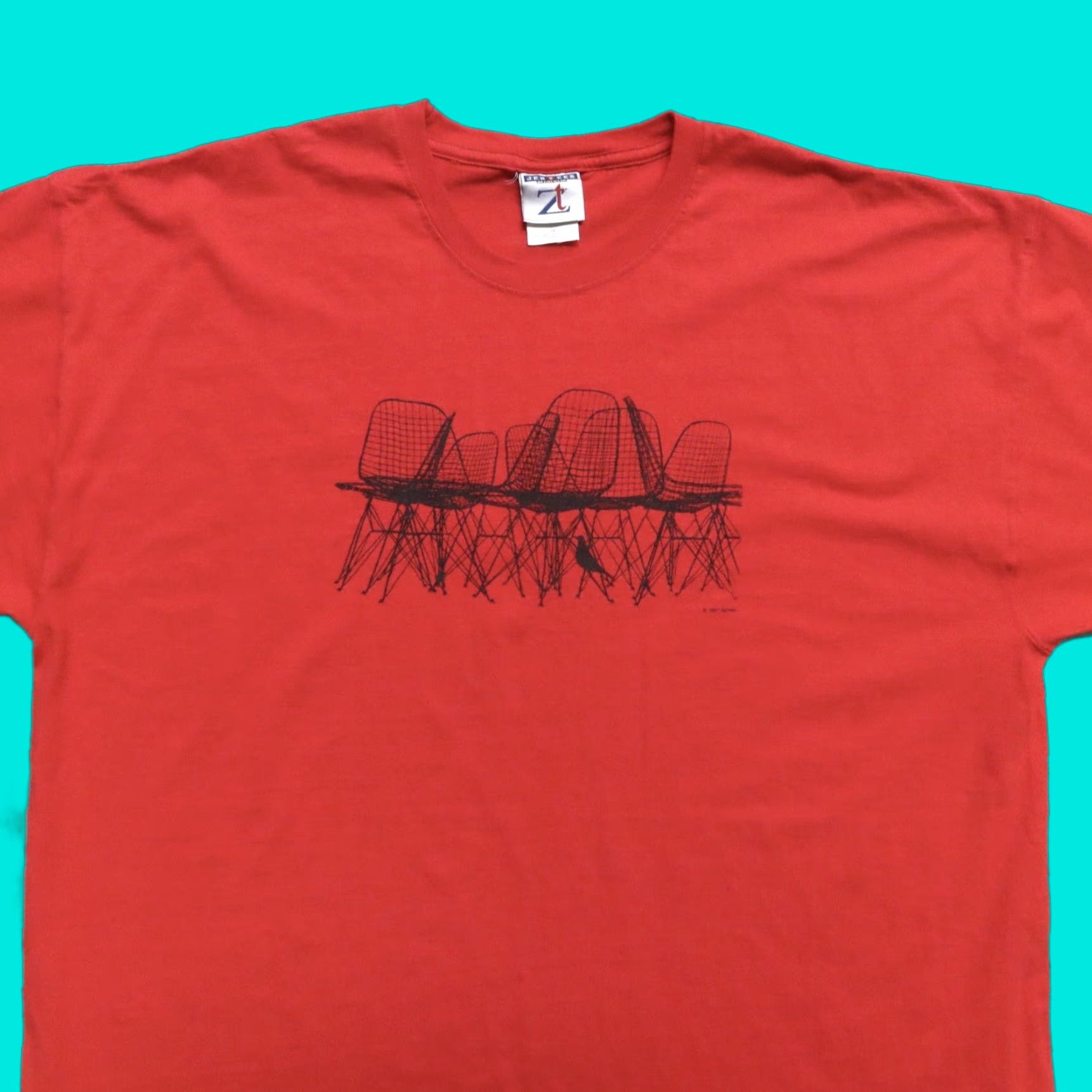 Jerzees VINTAGE 90s Herman Miller Eames Mid Century Modern Chair Art Shirt 1997 Size US XXL / EU 58 / 5 - 1 Thumbnail