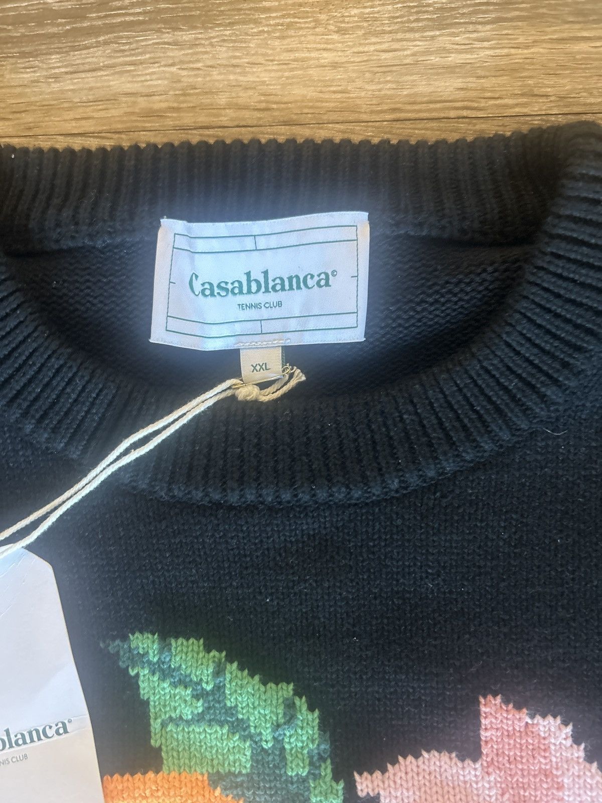 Casablanca Casablanca Orange Intarsia Knit Sweater – Black (XXL) Size US XXL / EU 58 / 5 - 2 Thumbnail
