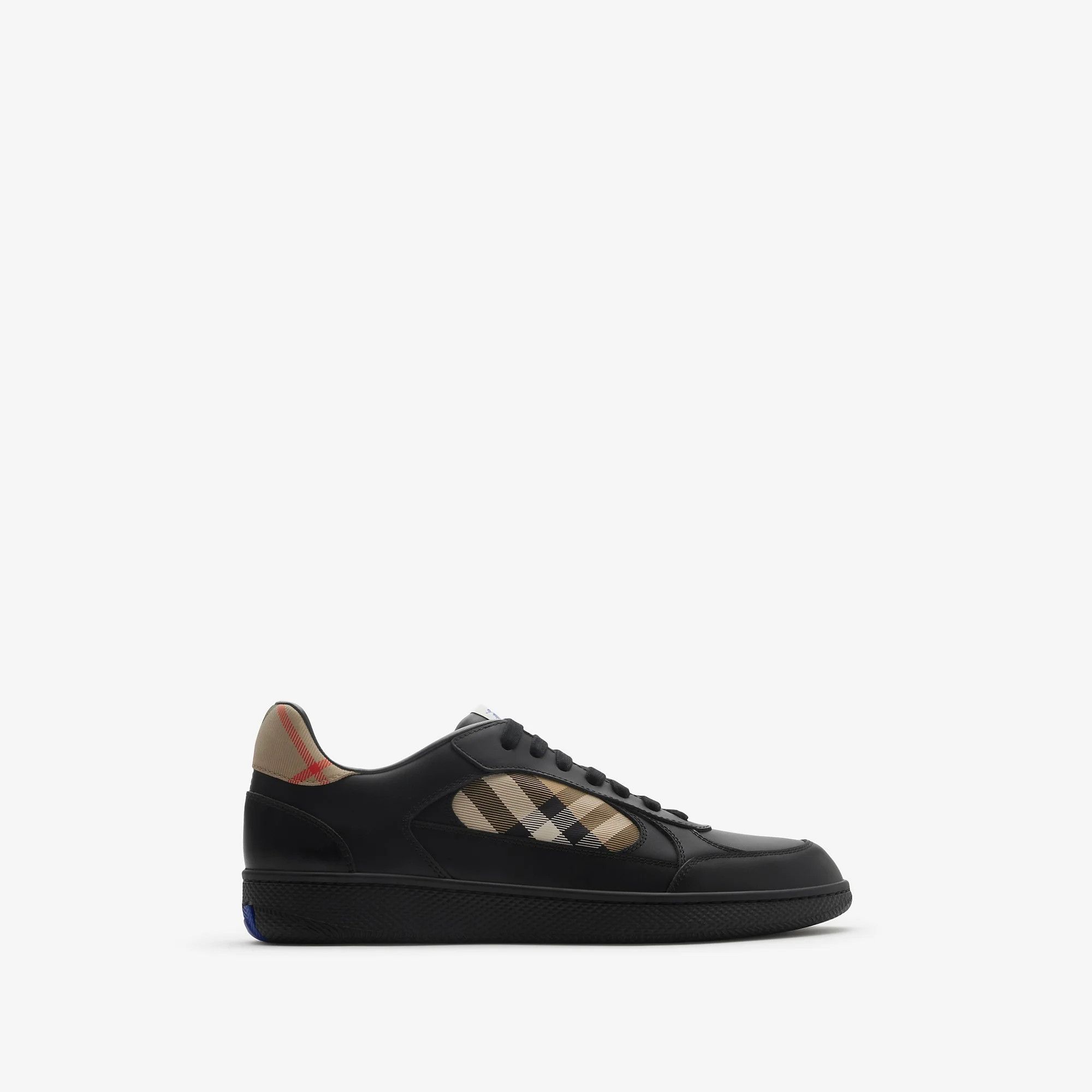 os11x1225 Leather and Check Terrace Sneakers in Black