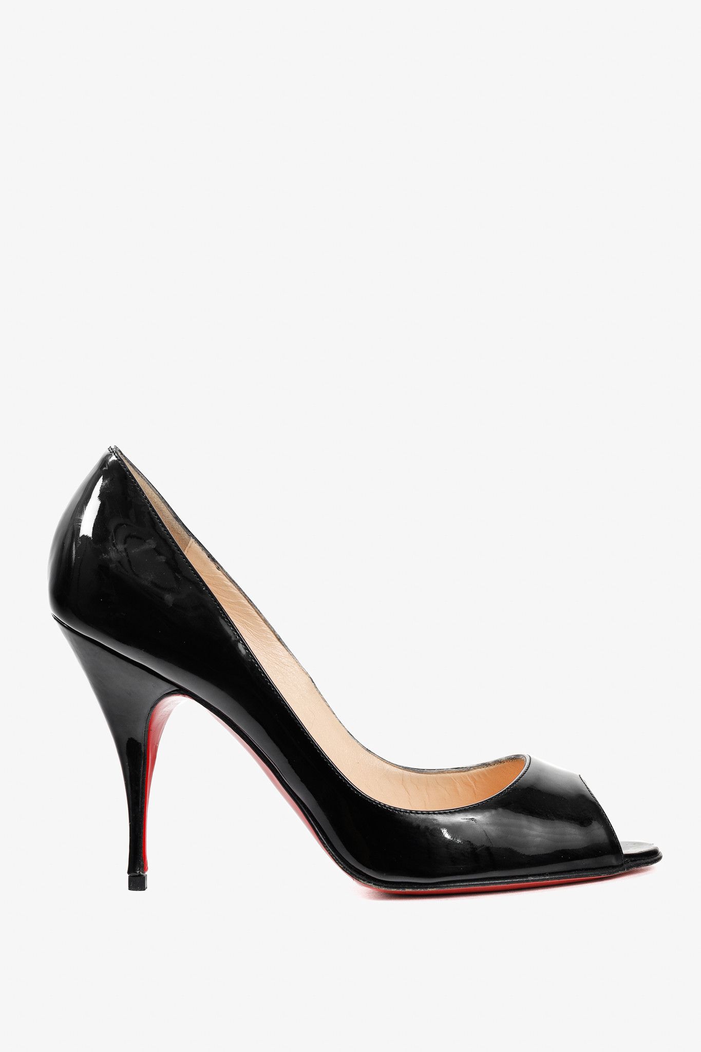 Christian Louboutin Christian Louboutin Yoyo 100 Patent Peep-Toe Pumps Size US 7.5 / IT 37.5 - 1 Thumbnail