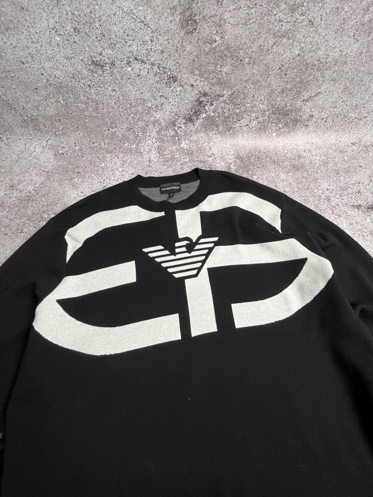 Emporio Armani SS2020 Emporio Armani Jacquard R-EAcreate Logo Sweater Black Size US XXL / EU 58 / 5 - 5 Thumbnail