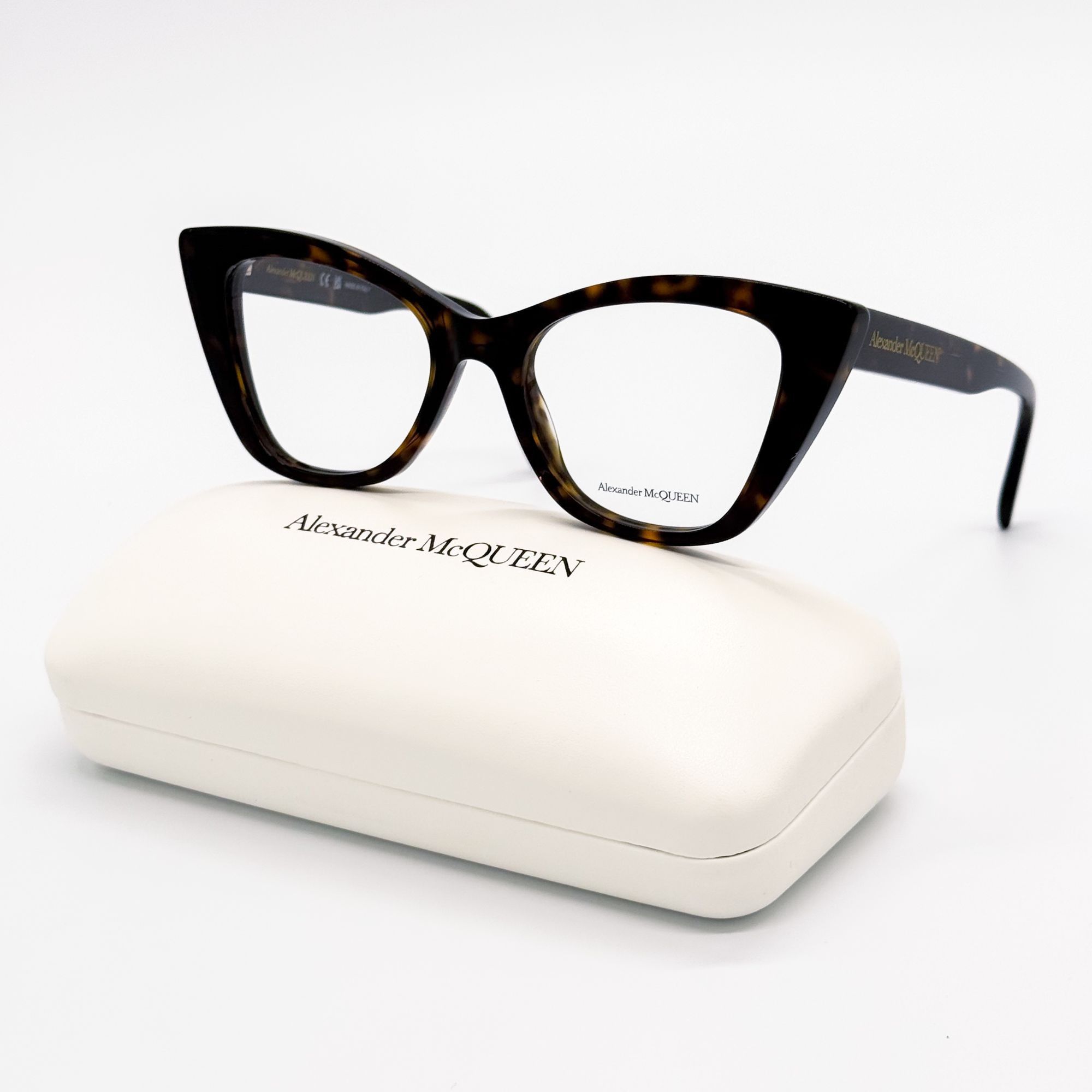 NEW AM0286O 002 ALEXANDER MCQUEEN EYEGLASSES HAVANA BROWN SQUARE WOMEN EYEWEAR Alexander McQueen Womens Square/Rectangle Havana Havana  main image 2