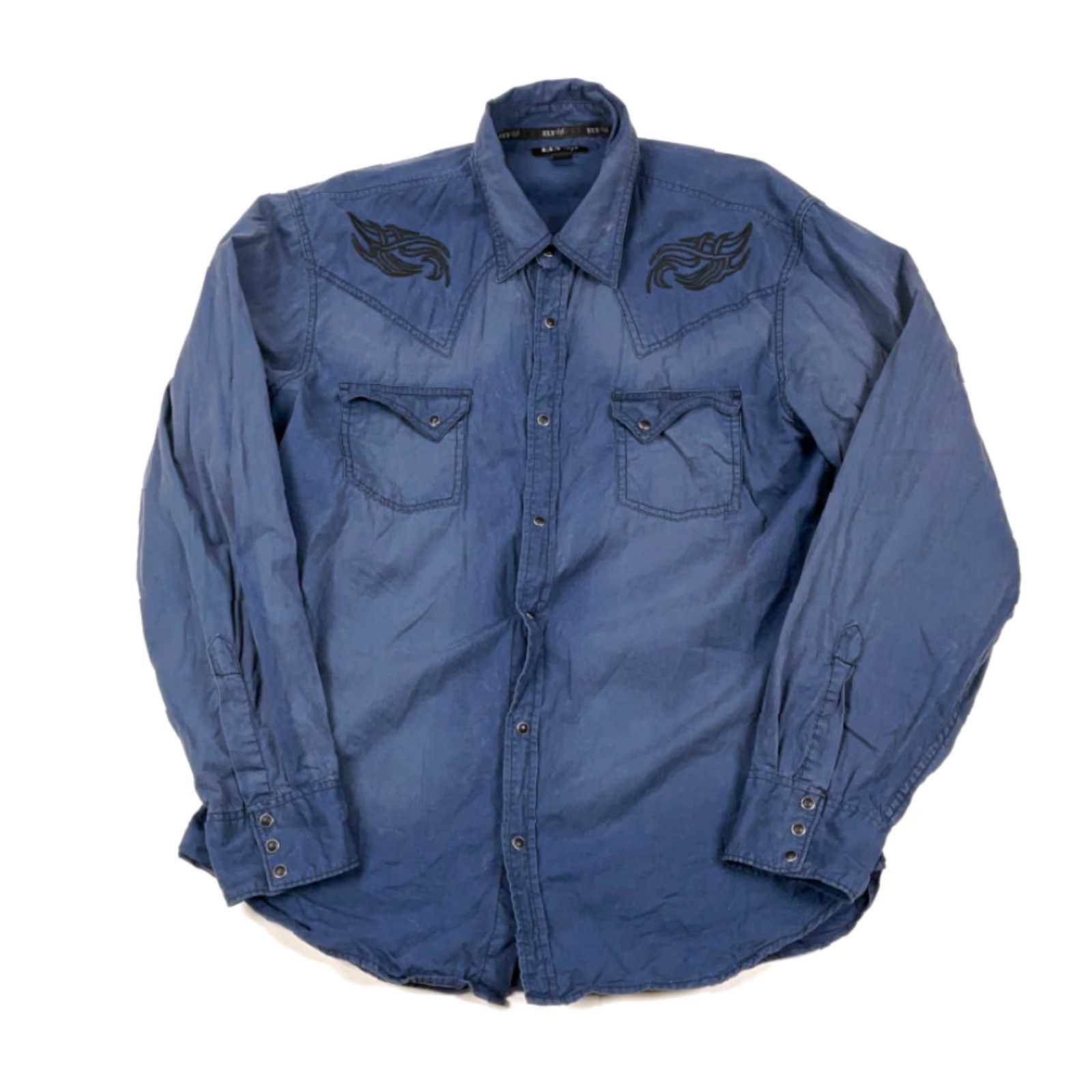 Vintage VINTAGE Ely 1878 Western Shirt Men XL Long Sleeve Blue Cotton Embroidered Cowboy Snap Buttons Retro Size US XL / EU 56 / 4 - 2 Thumbnail