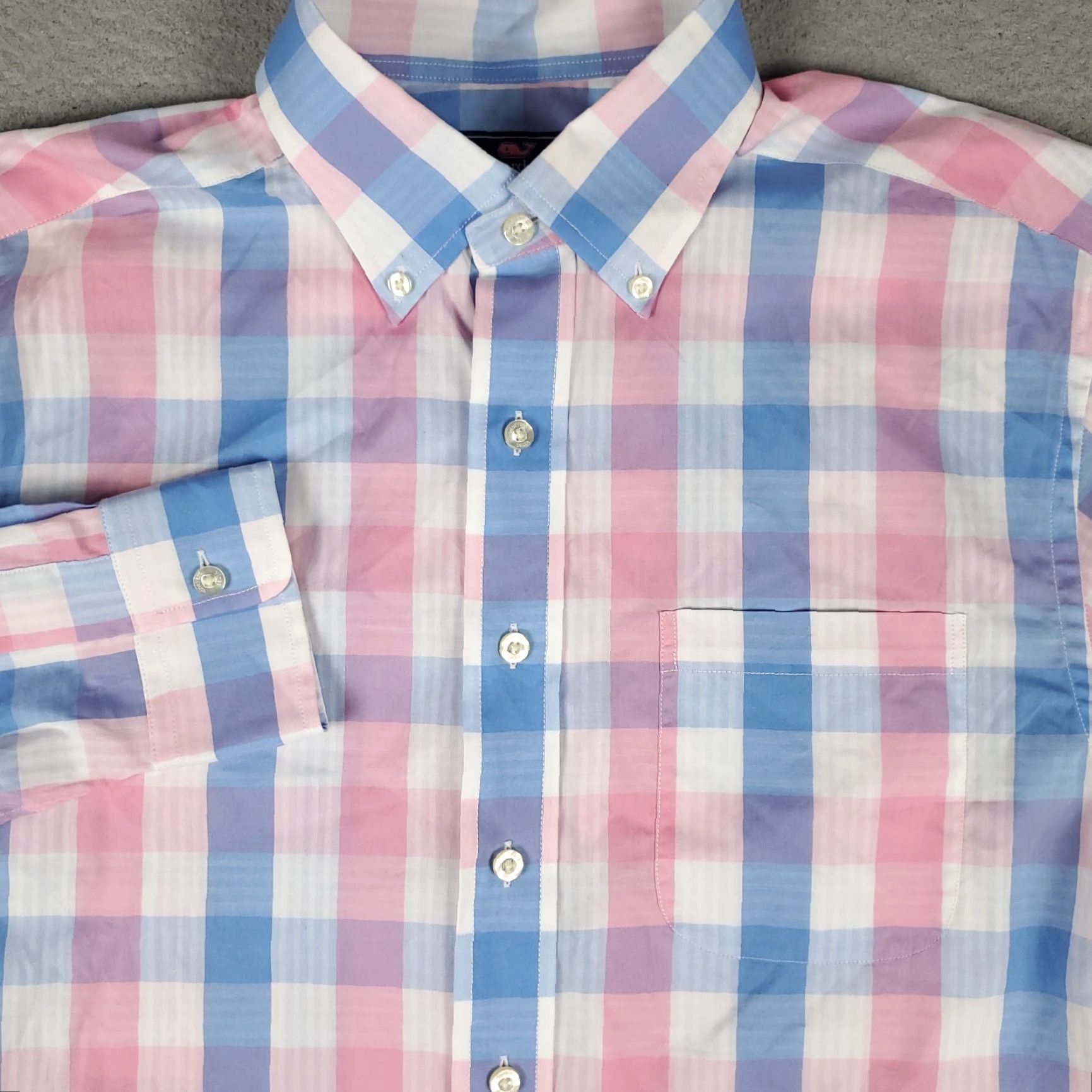 Vineyard Vines Vineyard Vines Shirt Mens M Pink Blue Plaid Classic Fit Button Up Size US M / EU 48-50 / 2 - 2 Thumbnail
