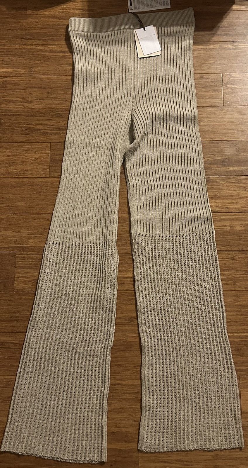 Nanushka NANUSHKA Karine Ribbed & Pointelle-knit slim-leg Pants Beige Size 30" / US 8 / IT 44 - 5 Thumbnail