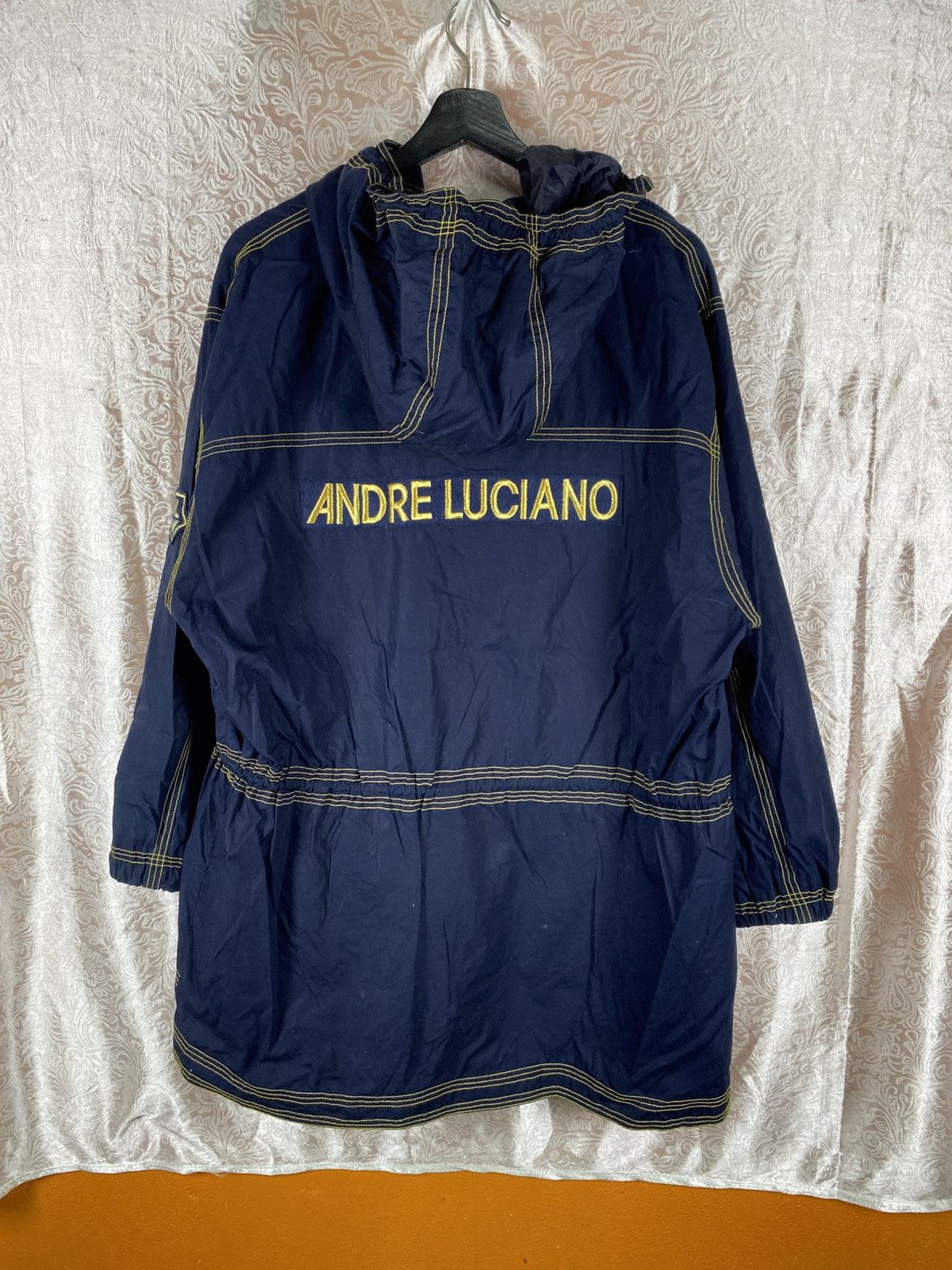 Andreluciano Andre Luciano Navy Hooded Jacket Gold Stitching Windbreaker Size US M / EU 48-50 / 2 - 7 Thumbnail
