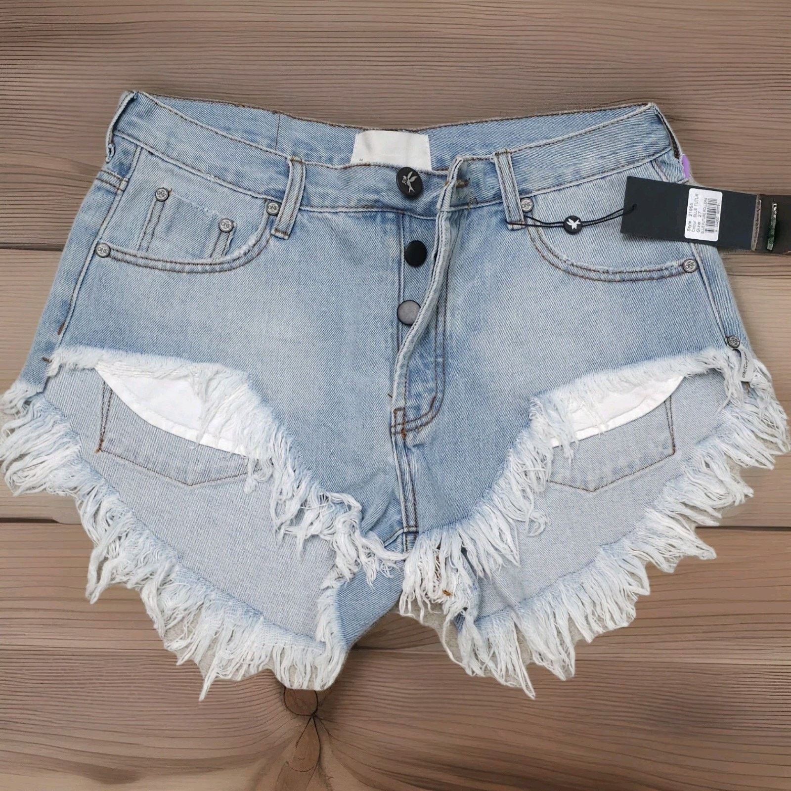 One Teaspoon One Teaspoon Women's Rollers Blue Future Denim Jean Shorts Size 27" / US 4 / IT 40 - 2 Thumbnail