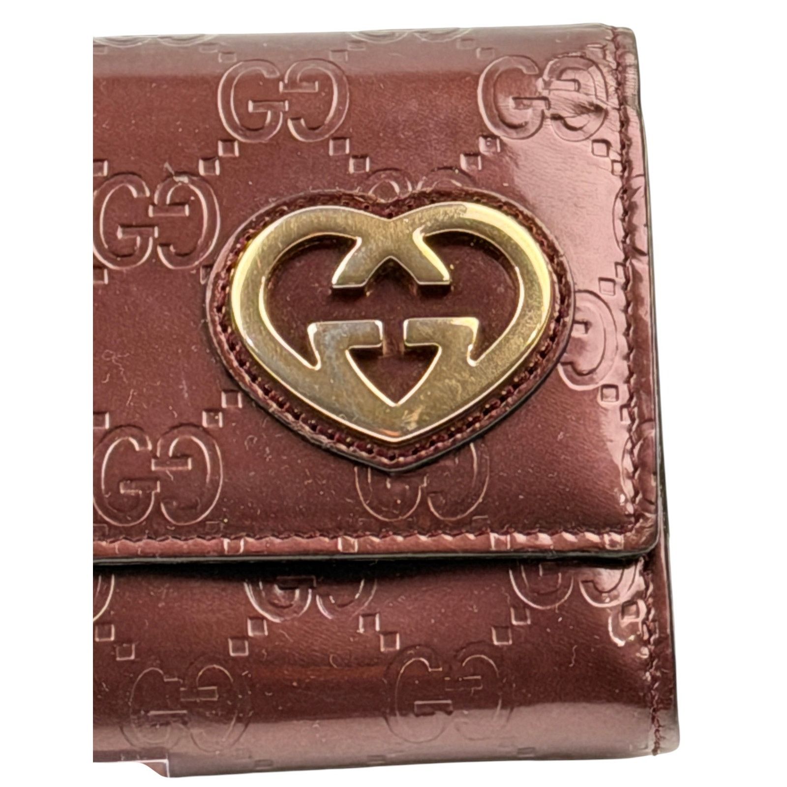 Gucci Gucci Guccissima Lovely Heart Continental Wallet Burgundy Size ONE SIZE - 3 Thumbnail