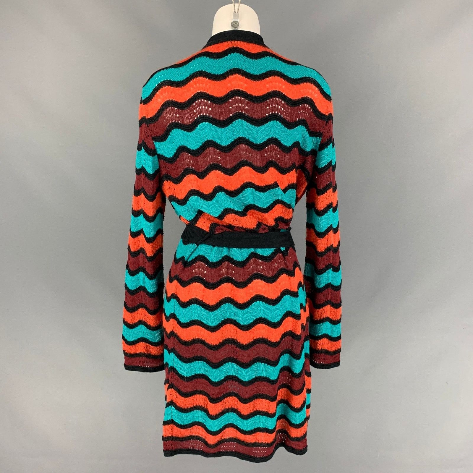 Other M MISSONI Size 6 Multi-Color Knitted Stripe Wool Blend Coat Size M / US 6-8 / IT 42-44 - 4 Thumbnail
