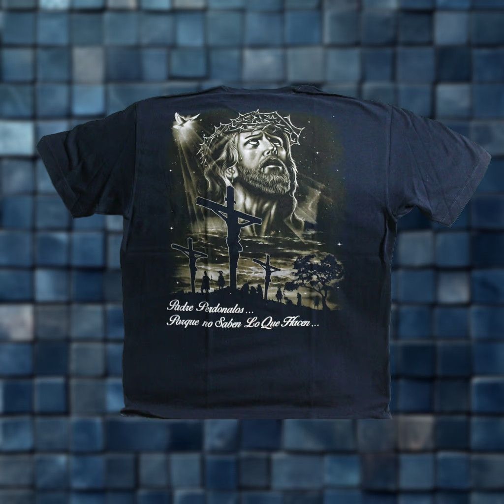 Vintage VINTAGE Jesus Cross Dove Catholic Graphic T-Shirt Unisex Adults Large Dark Blue Religious Theme Size US L / EU 52-54 / 3 - 1 Thumbnail