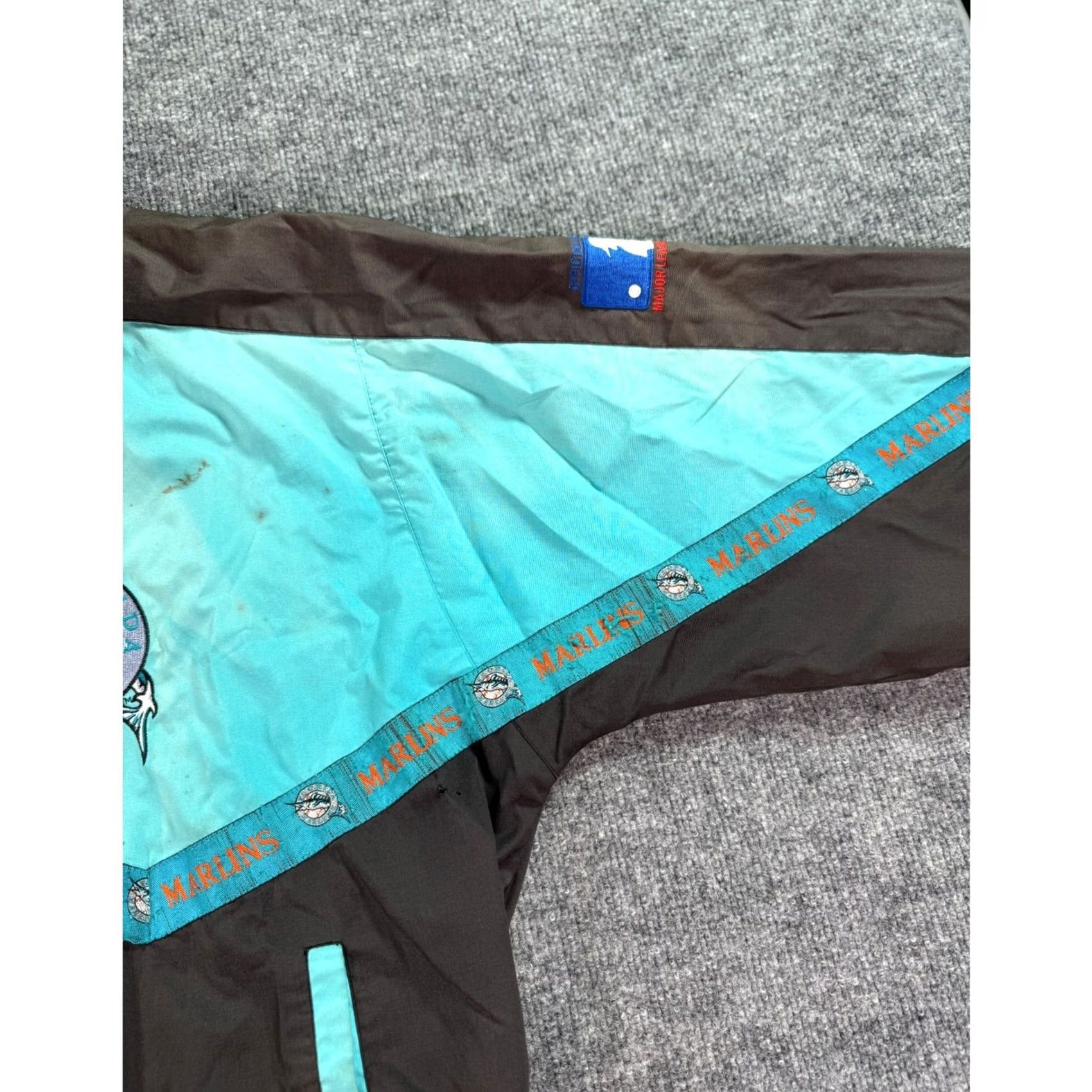 MLB VINTAGE Florida Marlins Windbreaker Jacket Mens XL Black Teal 90s MLB Baseball Size US XL / EU 56 / 4 - 3 Thumbnail