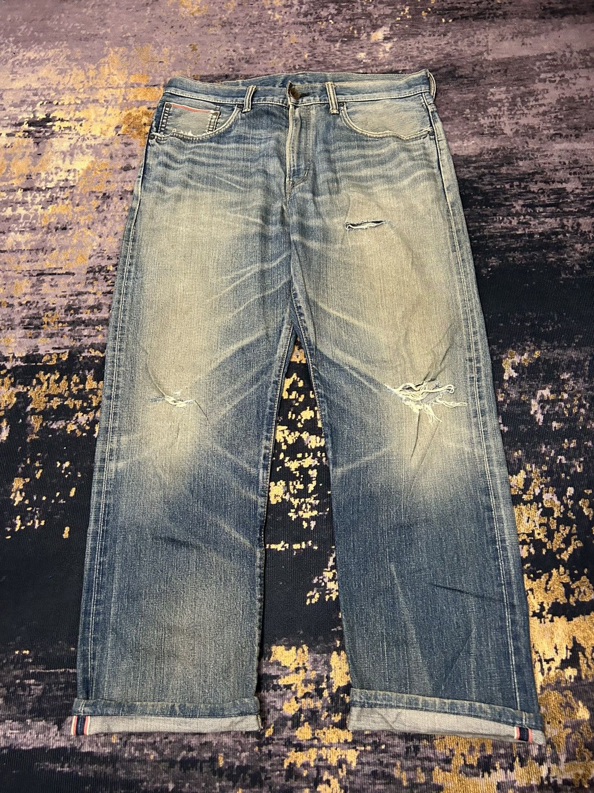 Edwin Vintage Edwin Japan Distressed Buckle Back Selvedge Jeans Size US 36 / EU 52 - 5 Thumbnail