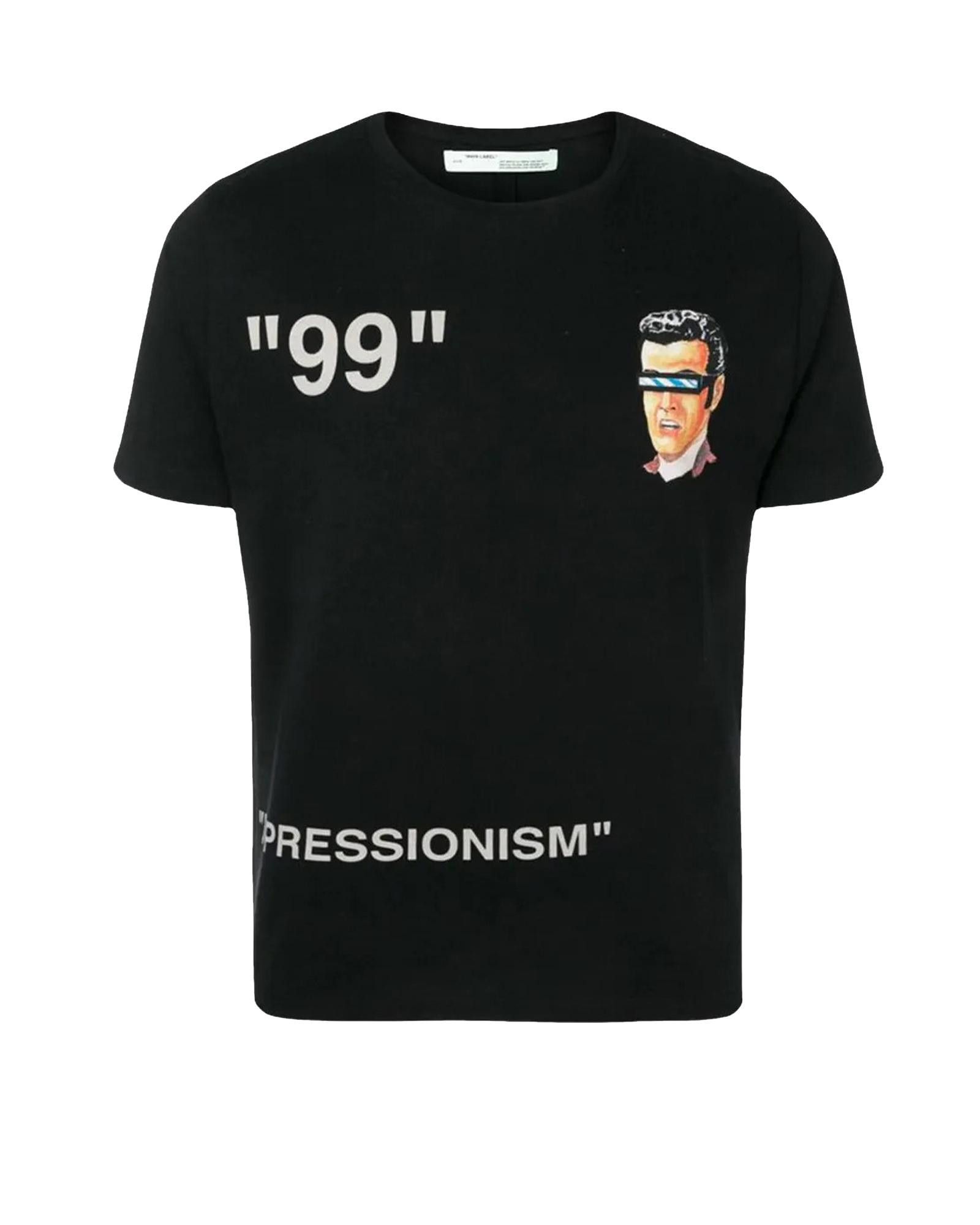 image of Off White Graphic Print Ribbed Crewneck Tee, Men's (Size Small)