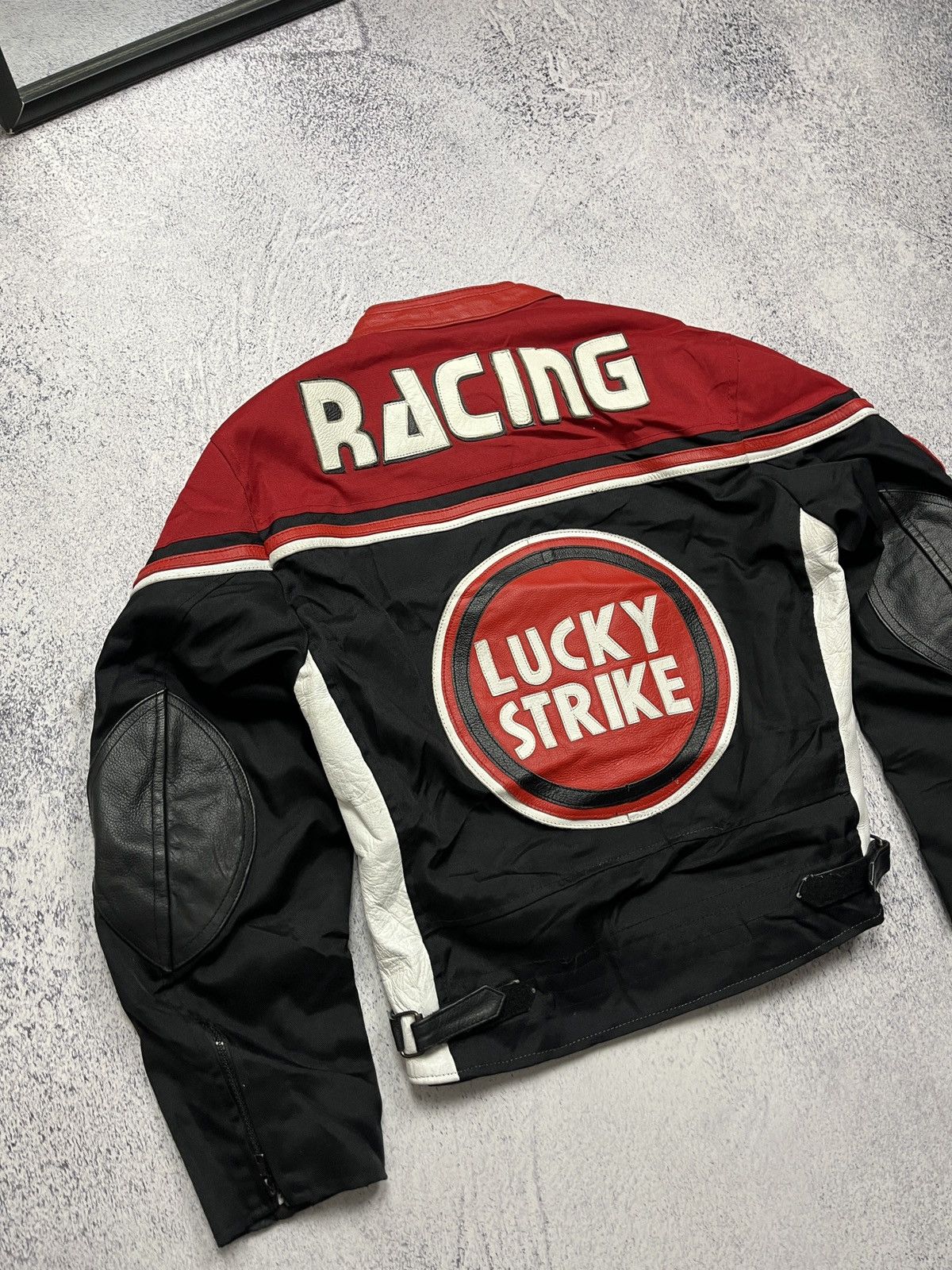 Vintage Crazy Lucky Strike Leather Elements Racing Jacket Moto Rare🔥 Size XS / US 0-2 / IT 36-38 - 18 Thumbnail