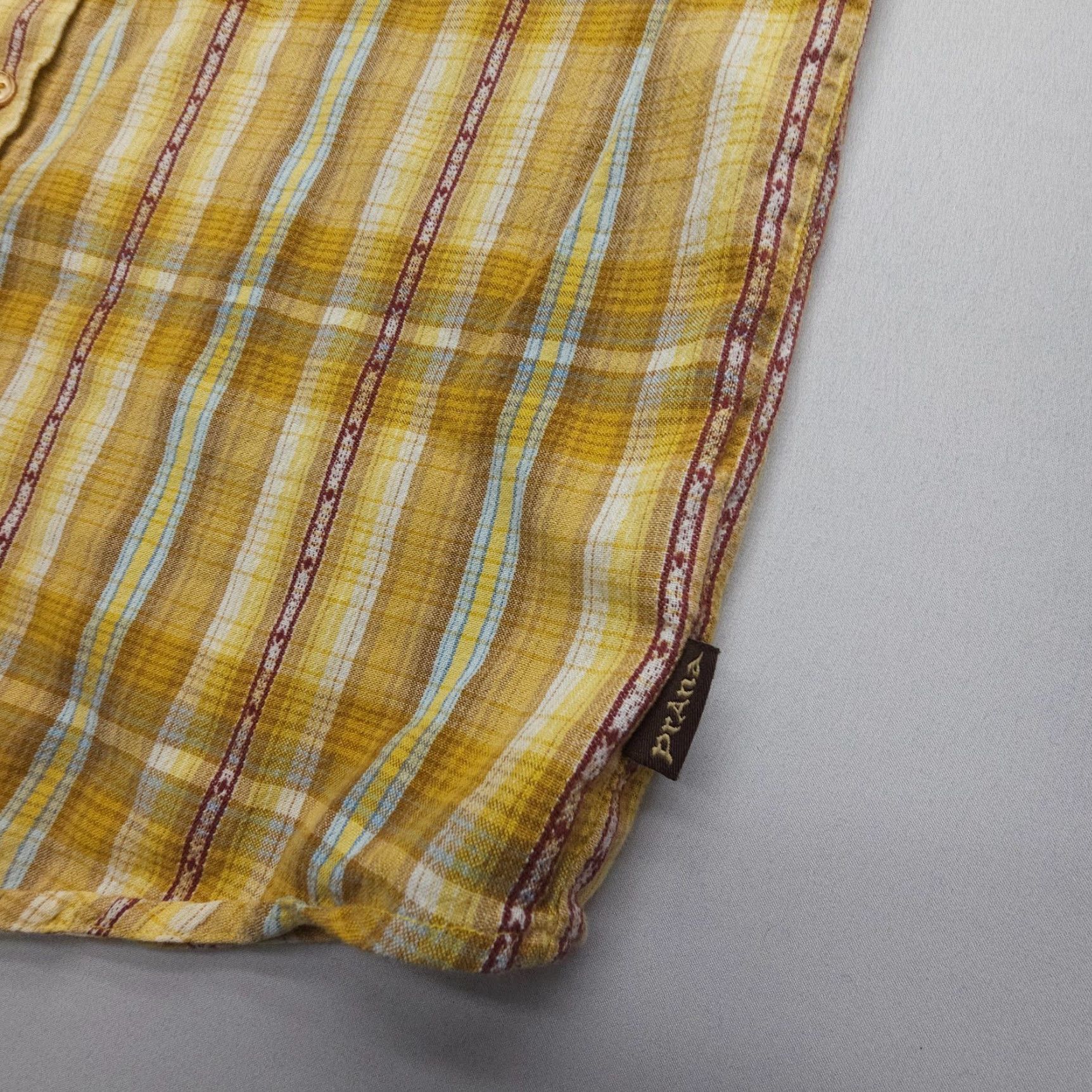 Prana prAna Short Sleeve Button-Up Shirt Plaid Yellow Large Casual 90s Mens Size US L / EU 52-54 / 3 - 3 Thumbnail