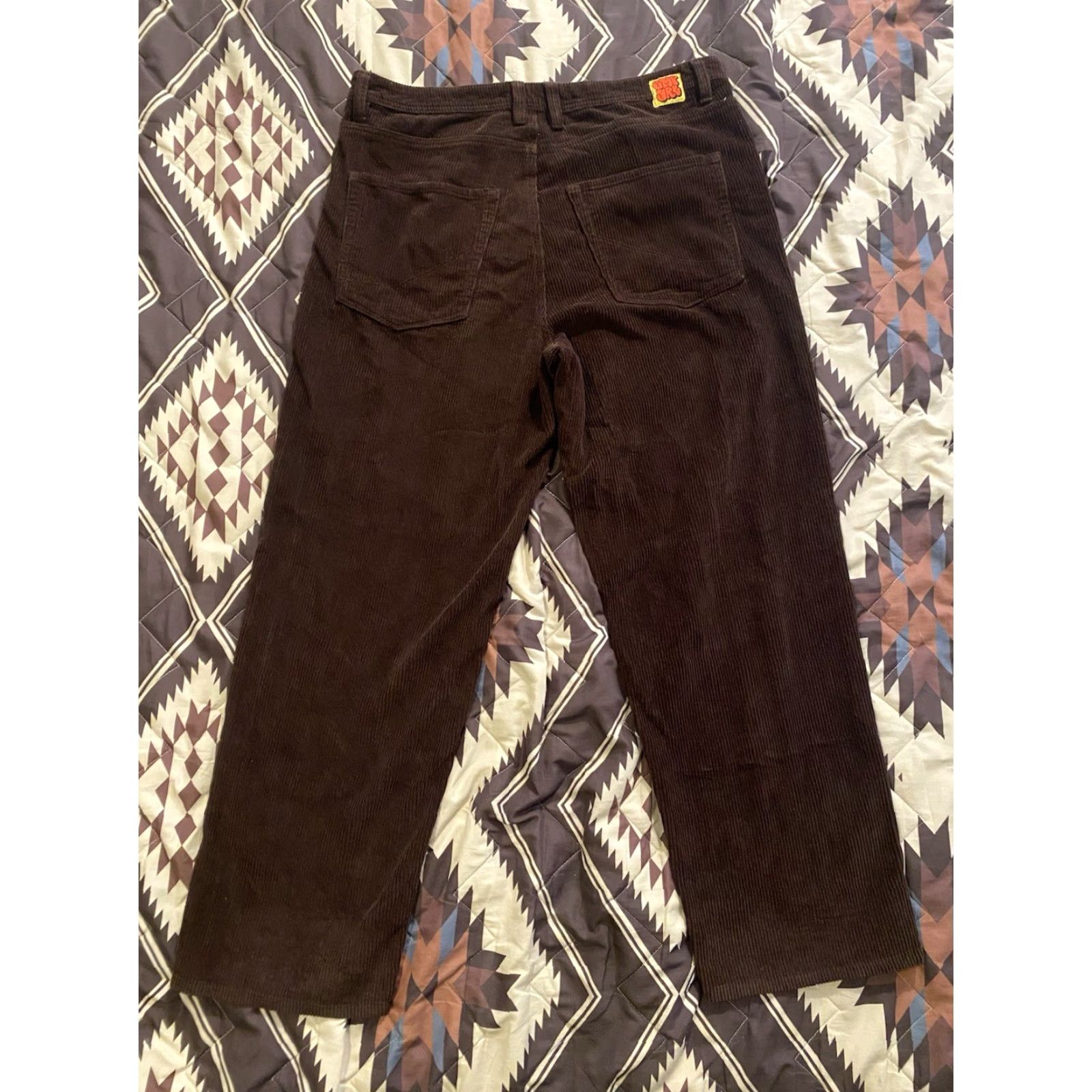VINTAGE Empyre Corduroy Pants Baggy Relaxed 90s Grunge Men’s 36x30 Wide-Leg 90s Grunge Cotton Brown Logo Pocket ZIP Button