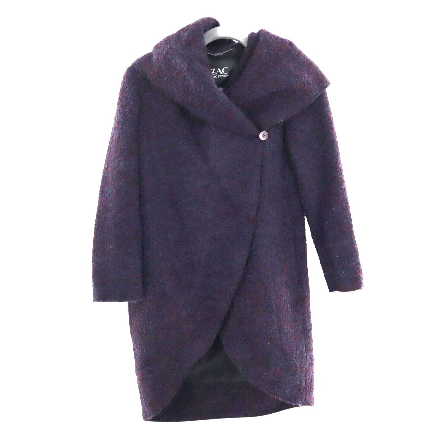 Zac Posen ZAC POSEN Camilla Cocoon Wrap Coat Women M Purple Wool Size M / US 6-8 / IT 42-44 - 1 Thumbnail