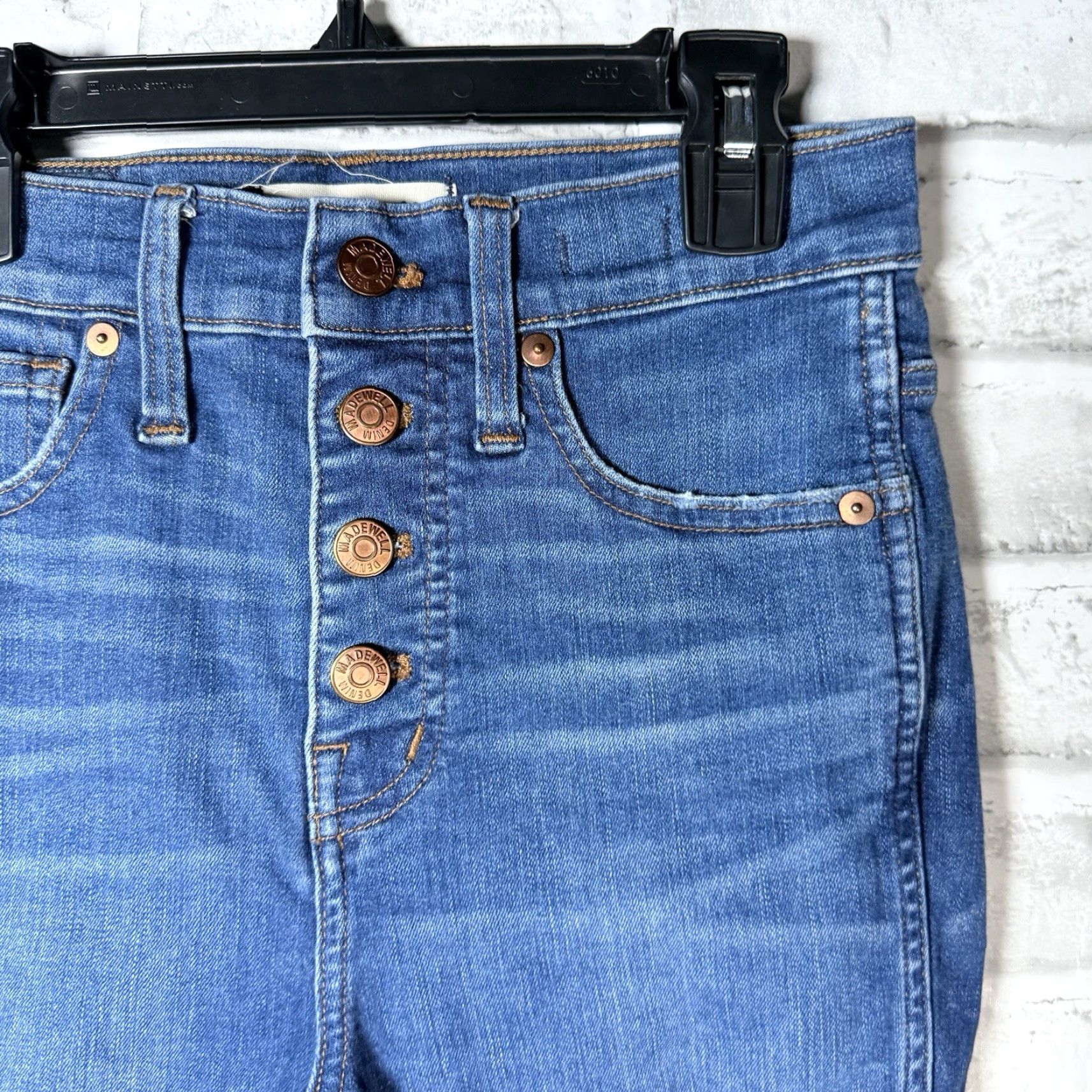Madewell MADWELL Distressed Blue Skinny Jeans Womens Size 25 Regular High Rise Size 42" / US 20 - 2 Thumbnail