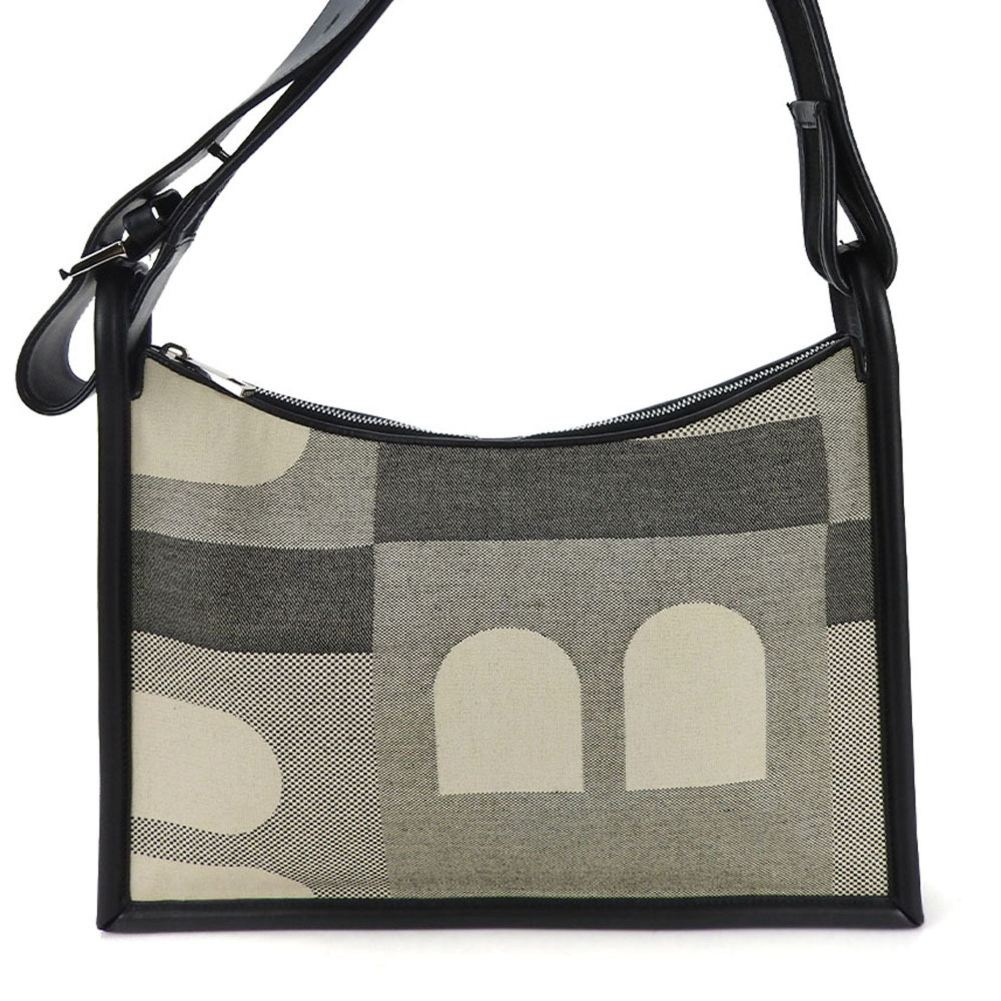 image of Bally One Shoulder Bag Canvas Leather Beige Black Ladies, Women's