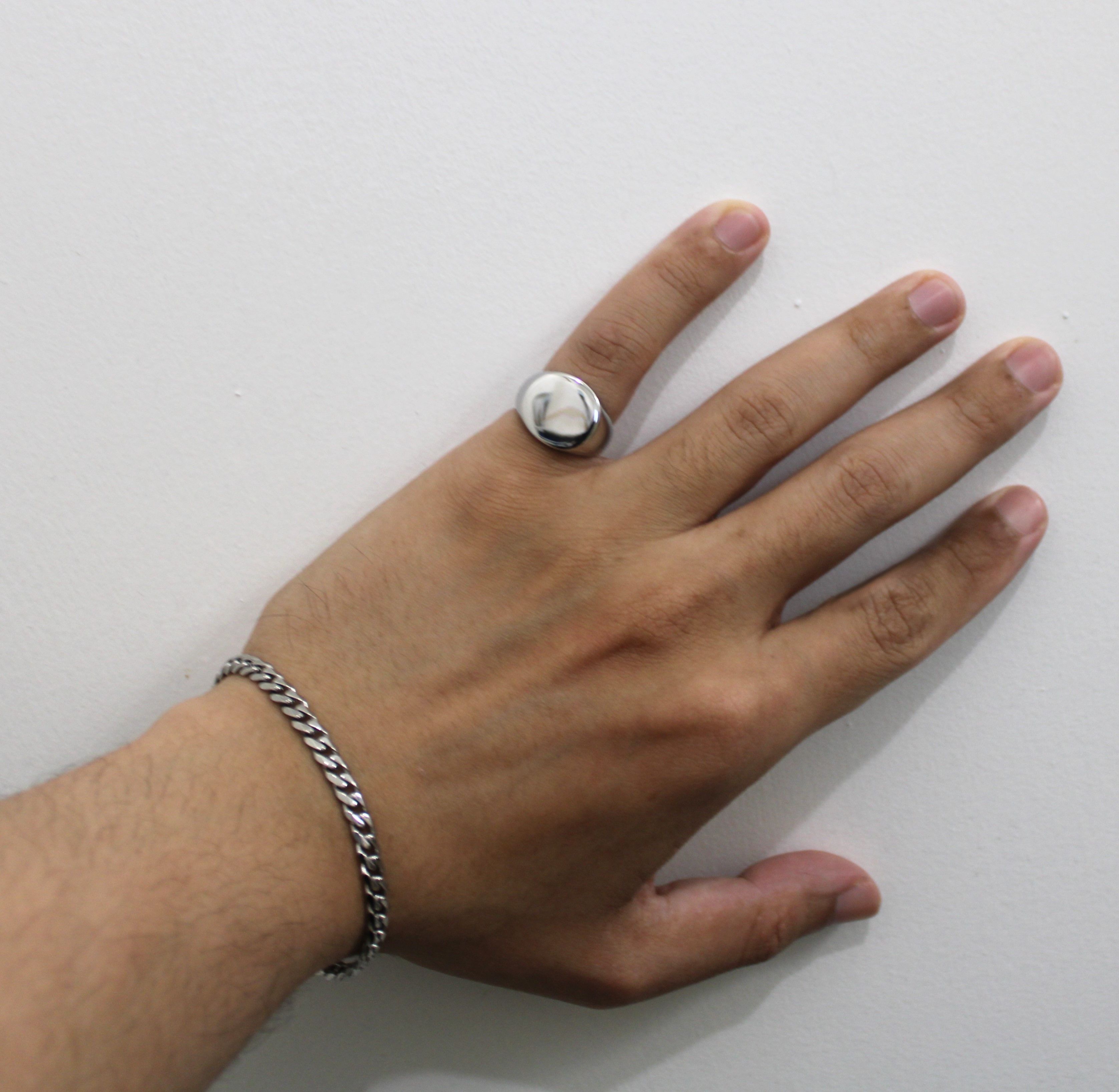 Jewelry Silver Oval Signet Ring size 7-12 Size ONE SIZE - 5 Thumbnail
