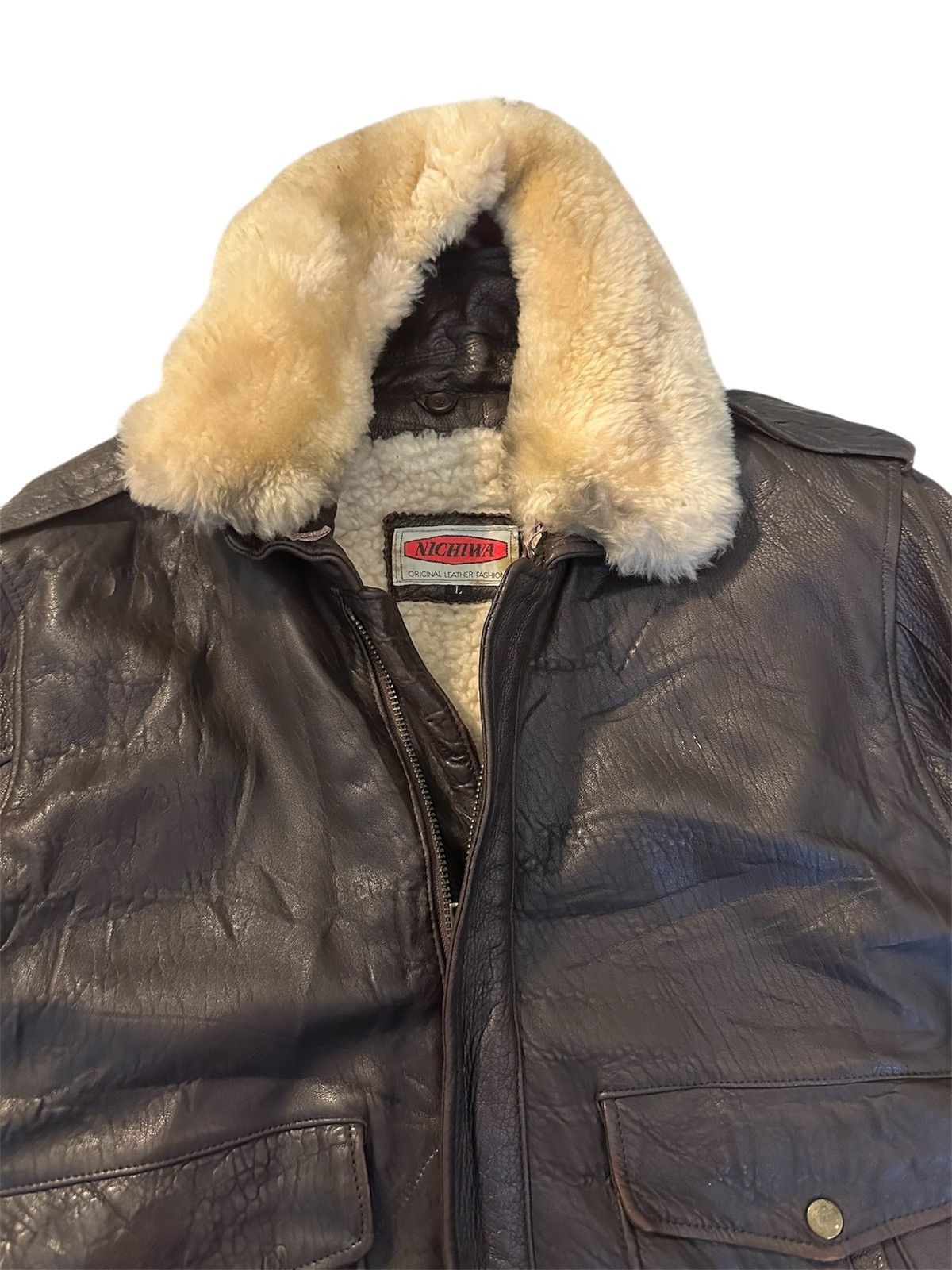 Japanese Brand Vintage leather jacket nichiwa brand Size US L / EU 52-54 / 3 - 3 Thumbnail