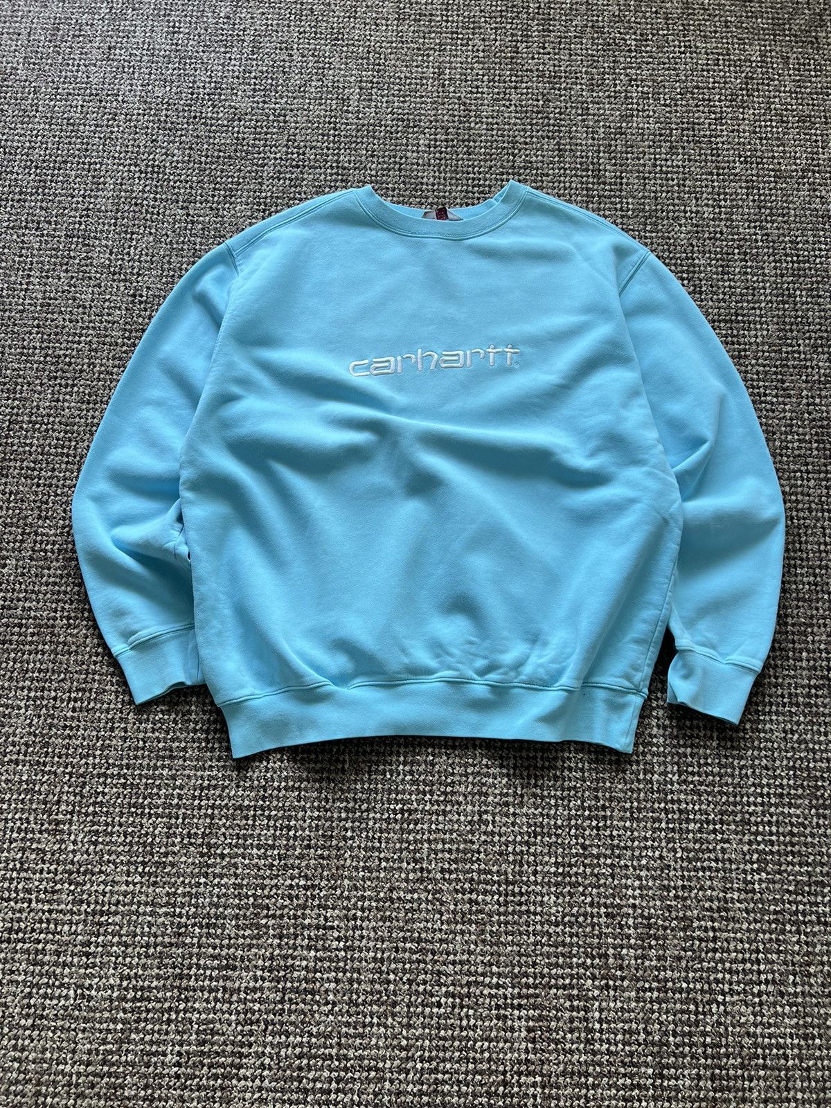 Carhartt × Vintage Vintage Carhartt Sweatshirt Crew Neck 90s Blue Hype Size US XXL / EU 58 / 5 - 2 Thumbnail